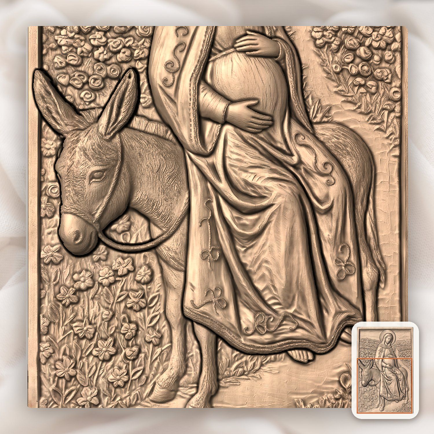 Journey to Bethlehem Mary CNC Relief STL bas-relief STL — view 8