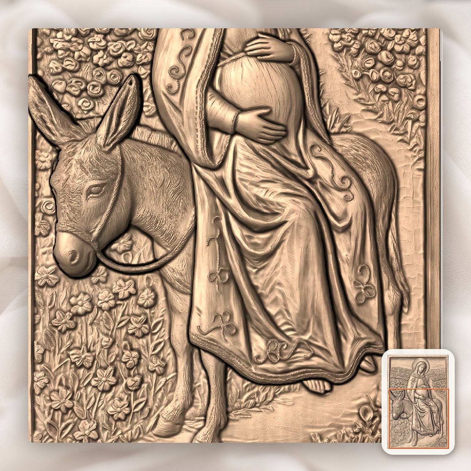 Journey to Bethlehem Mary CNC Relief STL bas-relief STL — view 9
