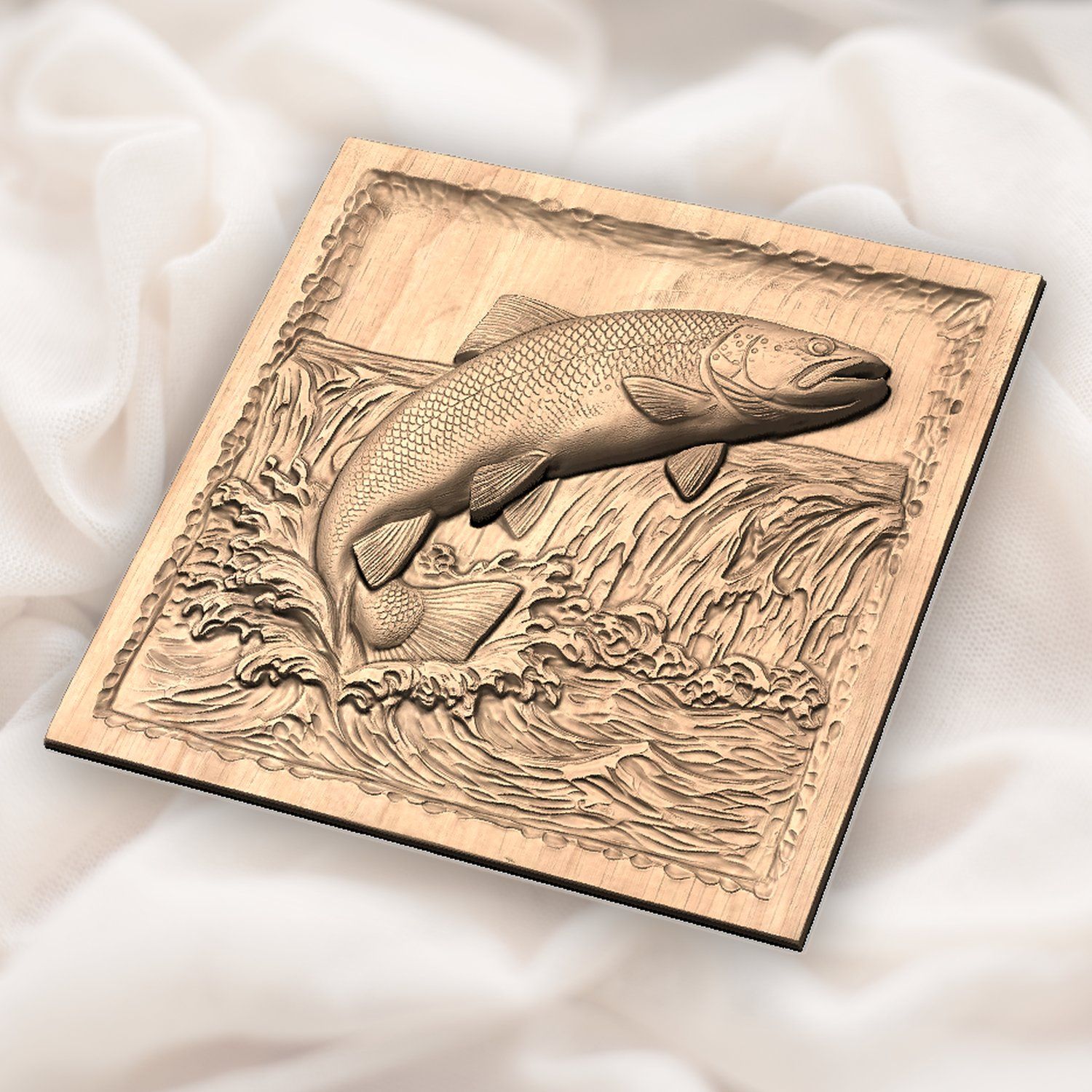 Jumping Brown Trout CNC Relief STL bas-relief STL — view 5