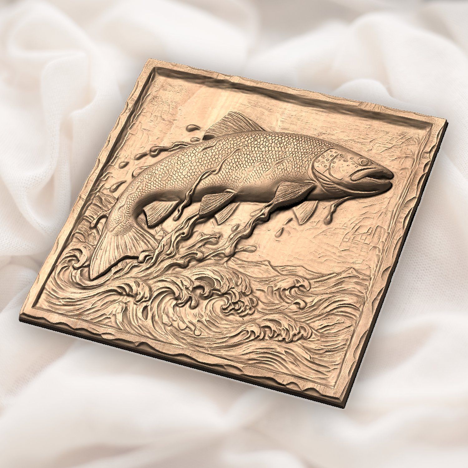 Jumping Brown Trout River Splash CNC Relief STL bas-relief STL — view 5