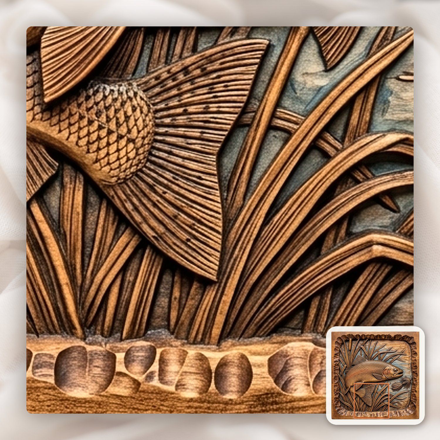 Jumping Rainbow Trout Fishing CNC Relief STL bas-relief STL — view 11