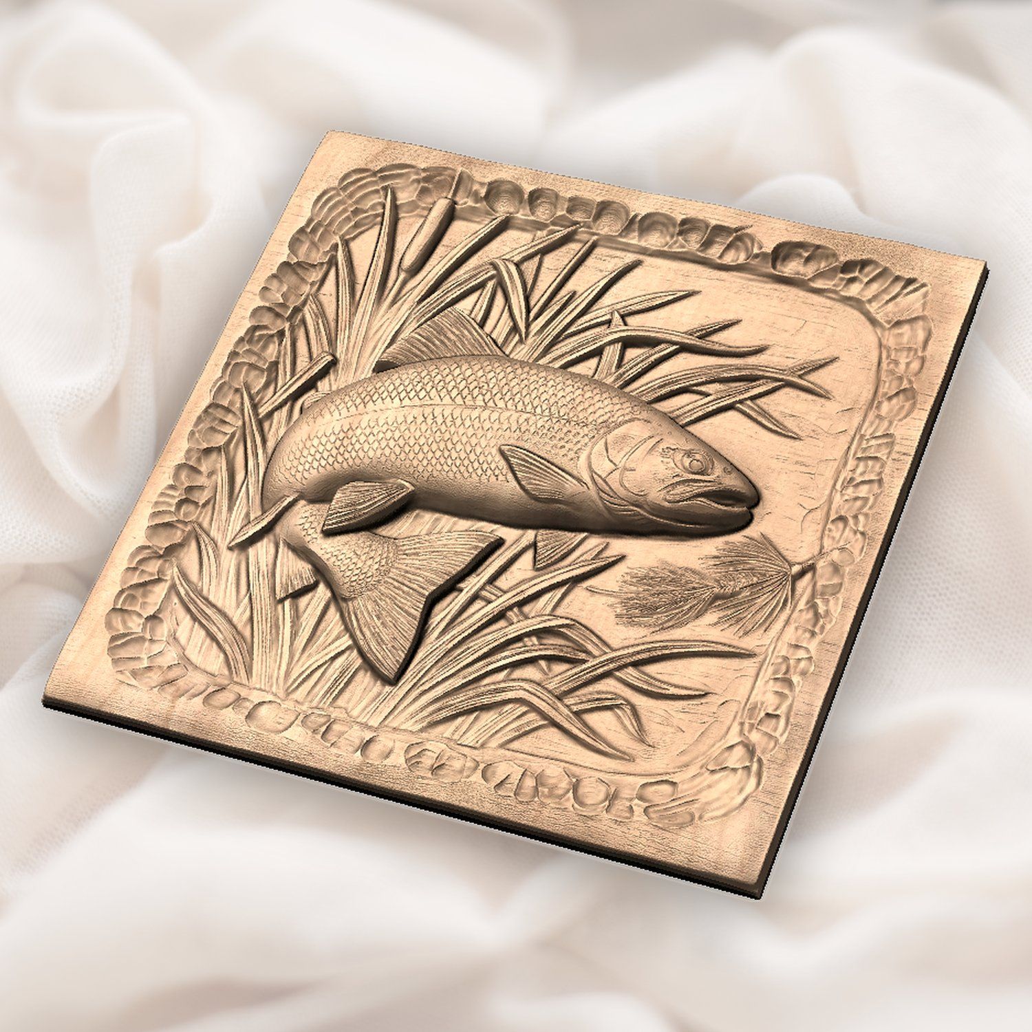 Jumping Rainbow Trout Fishing CNC Relief STL bas-relief STL — view 5