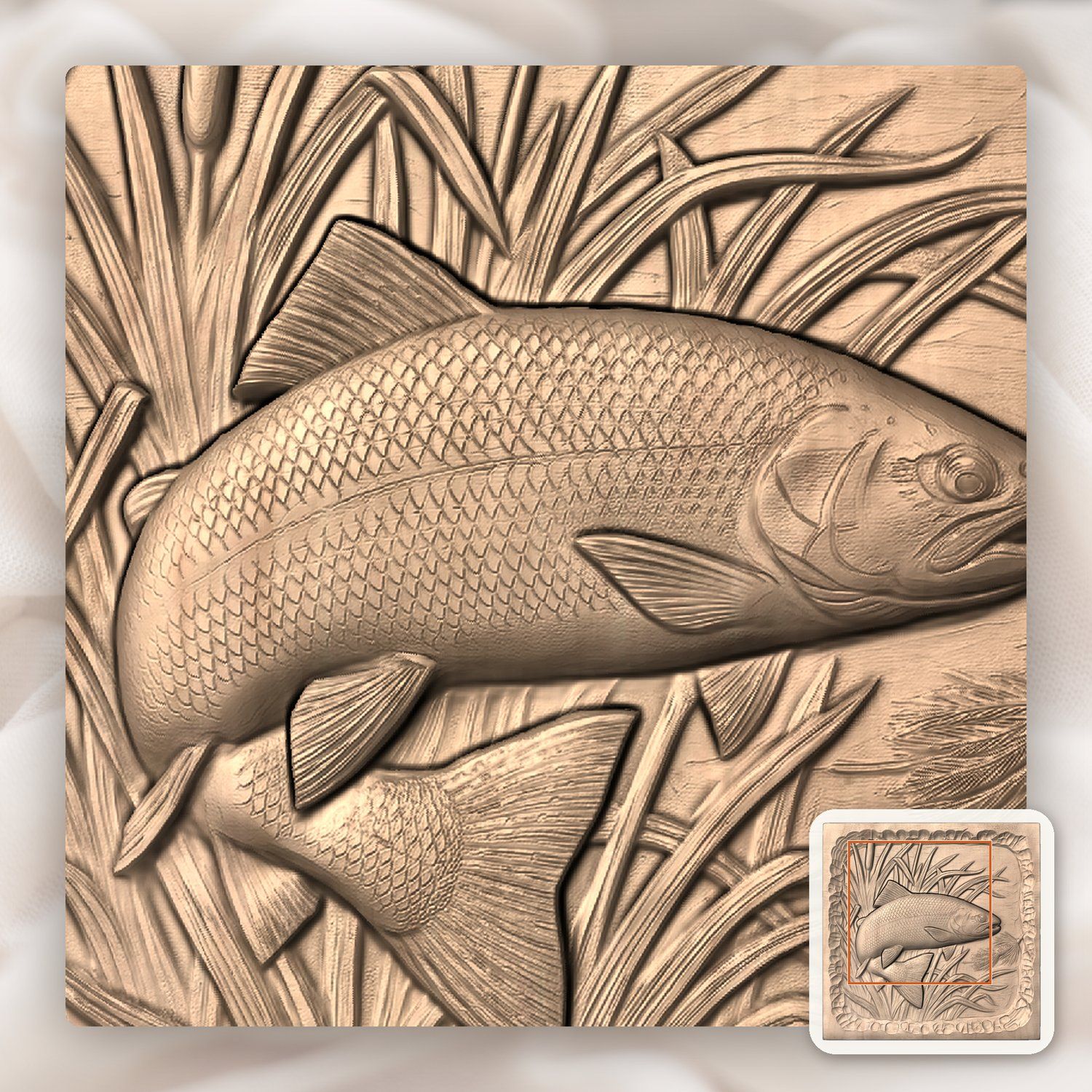 Jumping Rainbow Trout Fishing CNC Relief STL bas-relief STL — view 6