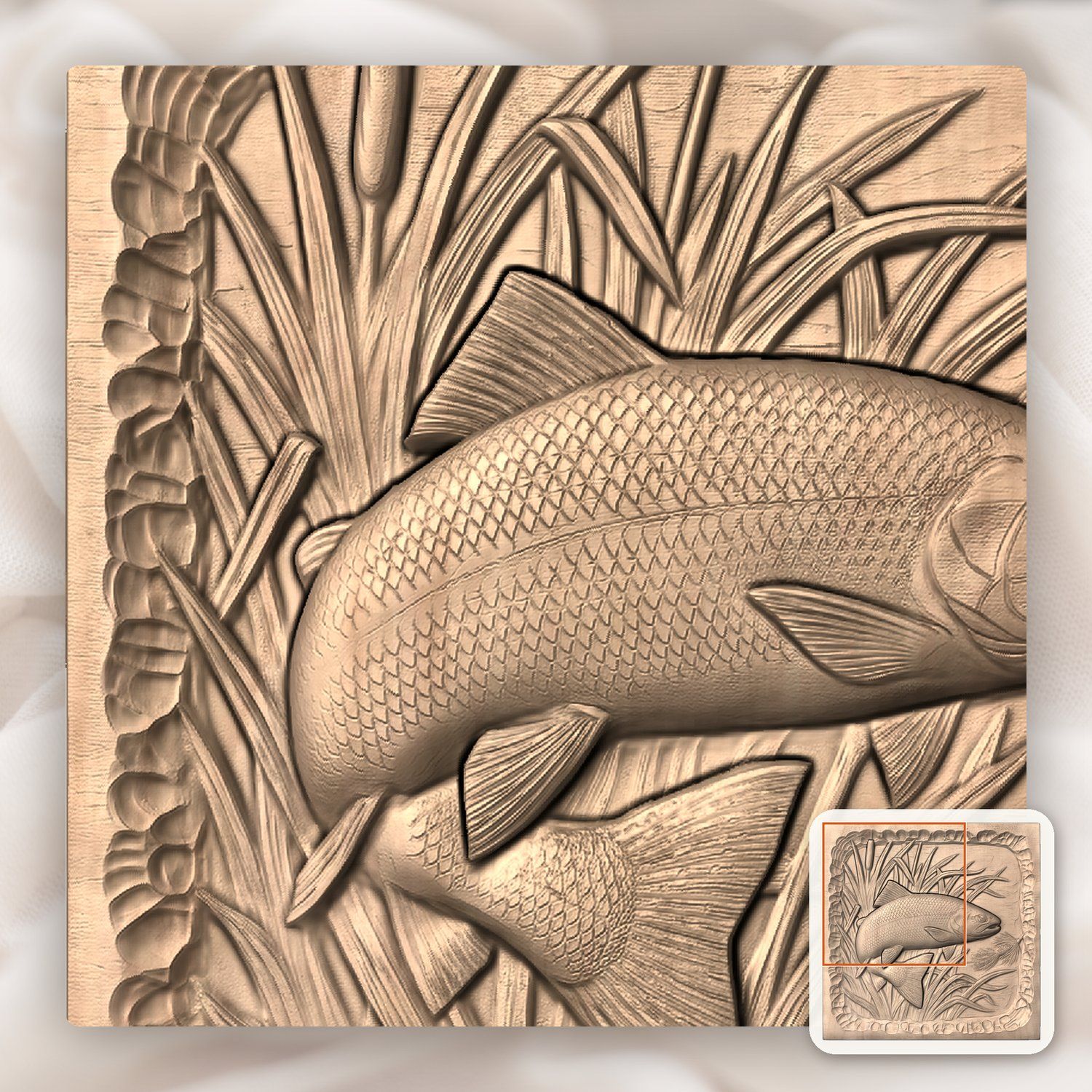 Jumping Rainbow Trout Fishing CNC Relief STL bas-relief STL — view 8