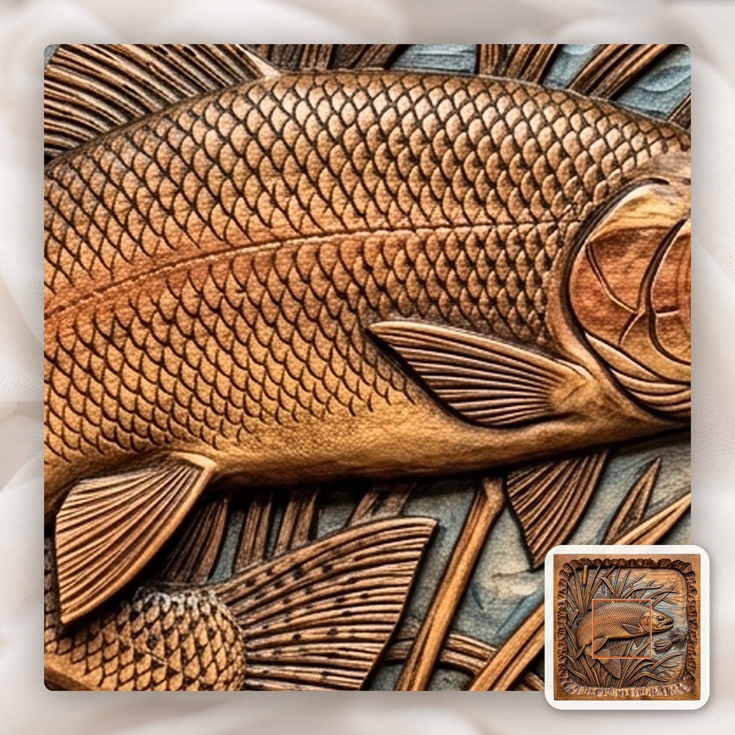 Jumping Rainbow Trout Fishing CNC Relief STL bas-relief STL — view 10