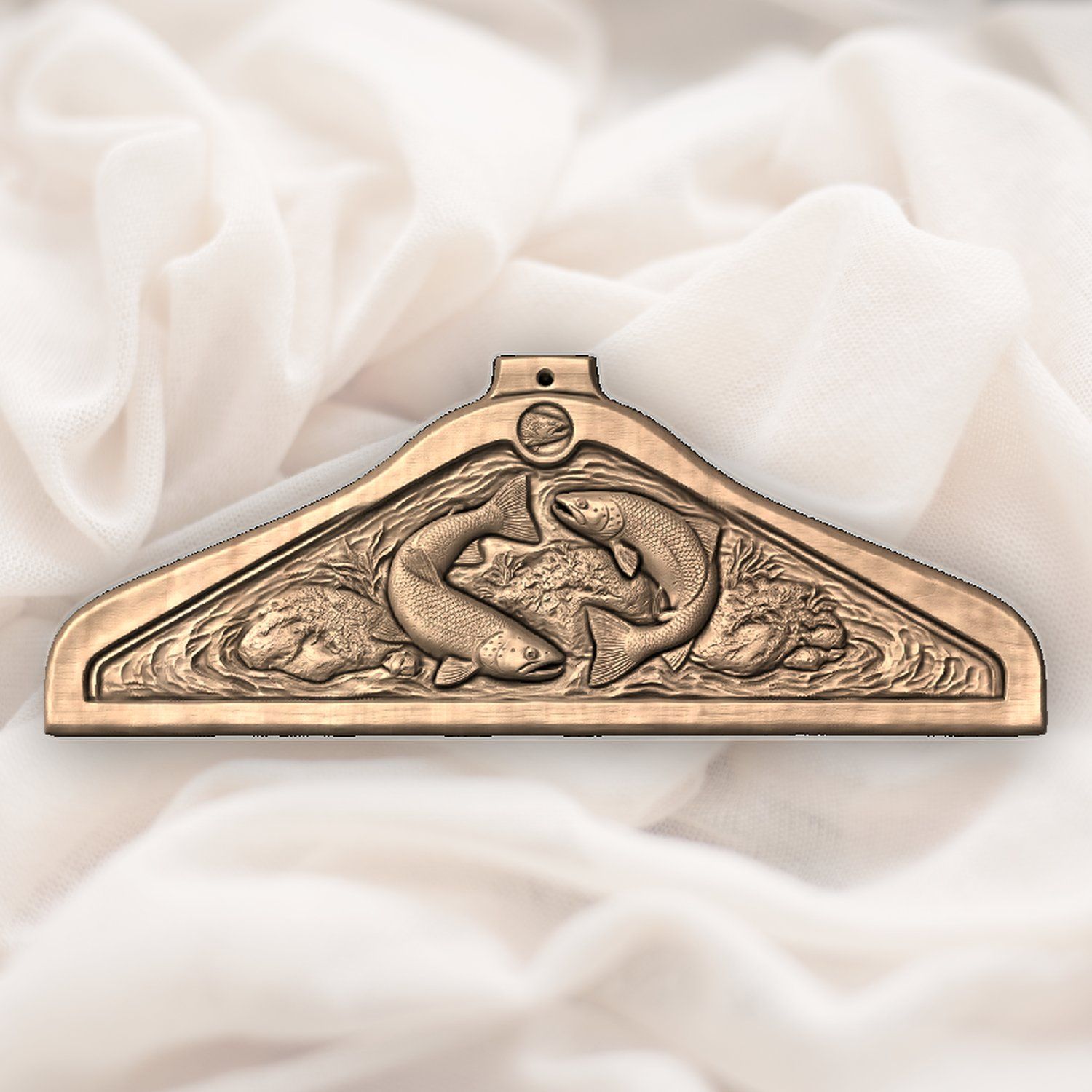 Wooden carved Coat hanger Jumping Trout Fish River Scene CNC Relief STL bas-relief STL — view 7