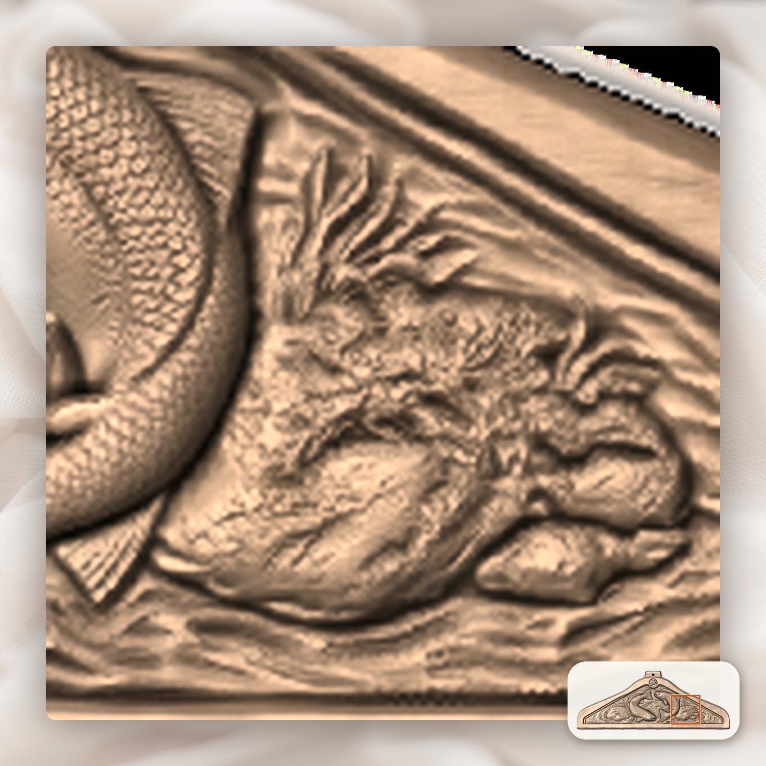 Wooden carved Coat hanger Jumping Trout Fish River Scene CNC Relief STL bas-relief STL — view 11