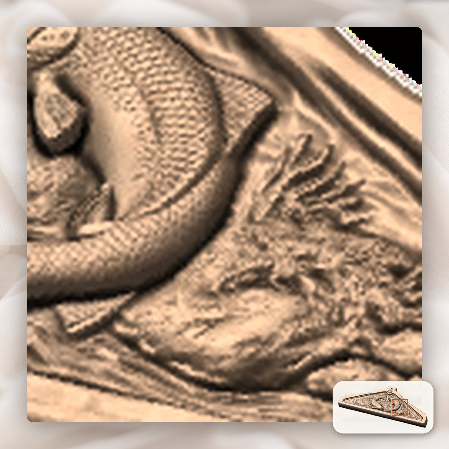 Wooden carved Coat hanger Jumping Trout Fish River Scene CNC Relief STL bas-relief STL — view 13