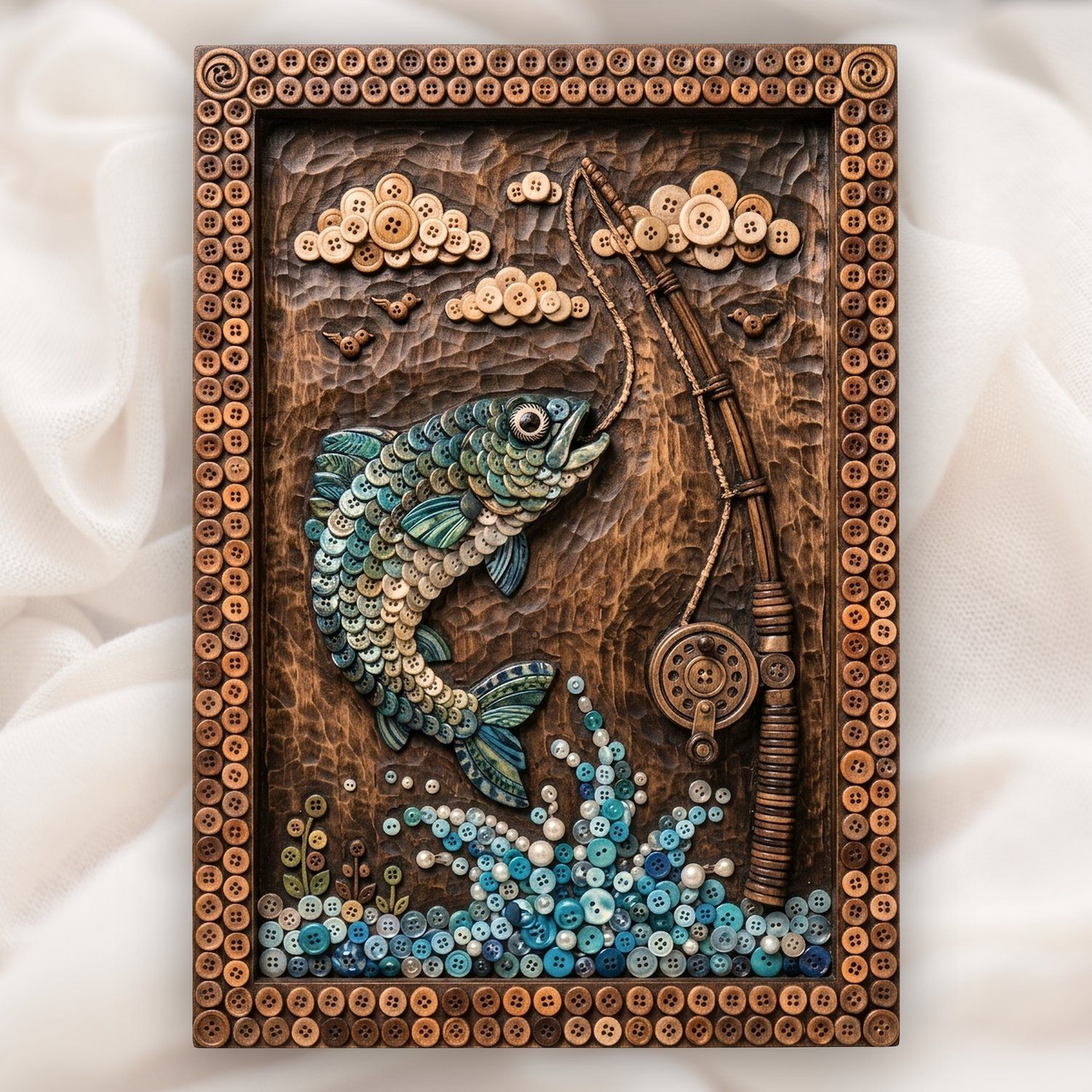 Jumping Trout Fishing Scene CNC Relief STL bas-relief STL design