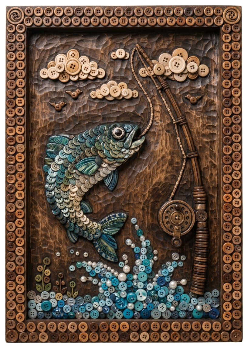 Jumping Trout Fishing Scene CNC Relief STL bas-relief STL — view 4