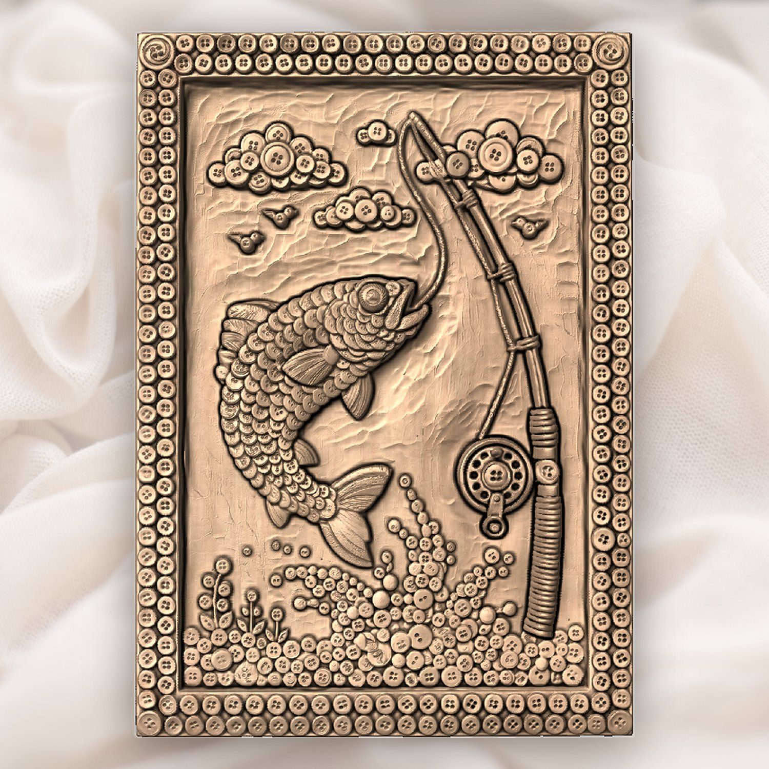 Jumping Trout Fishing Scene CNC Relief STL bas-relief STL — view 5