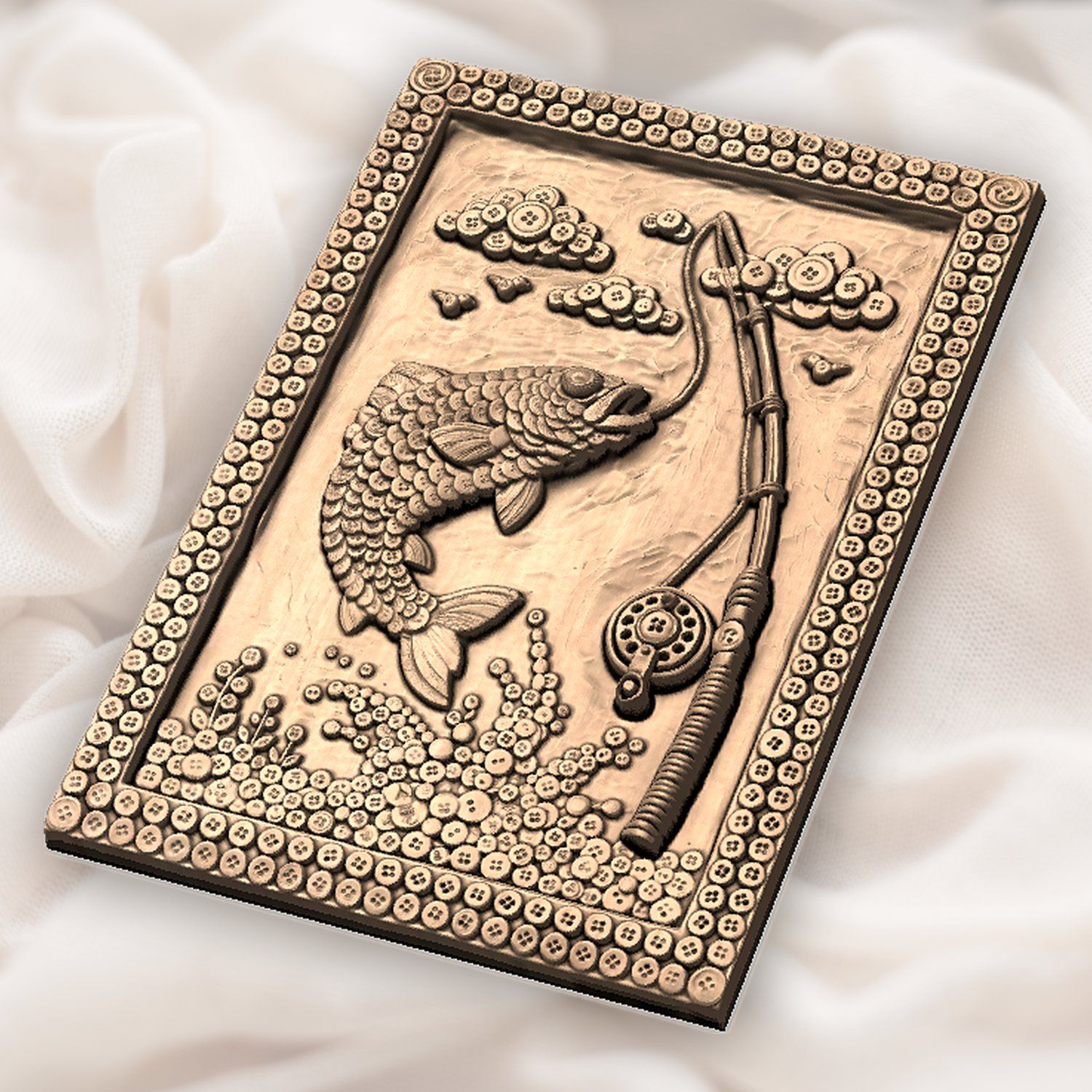 Jumping Trout Fishing Scene CNC Relief STL bas-relief STL — view 6