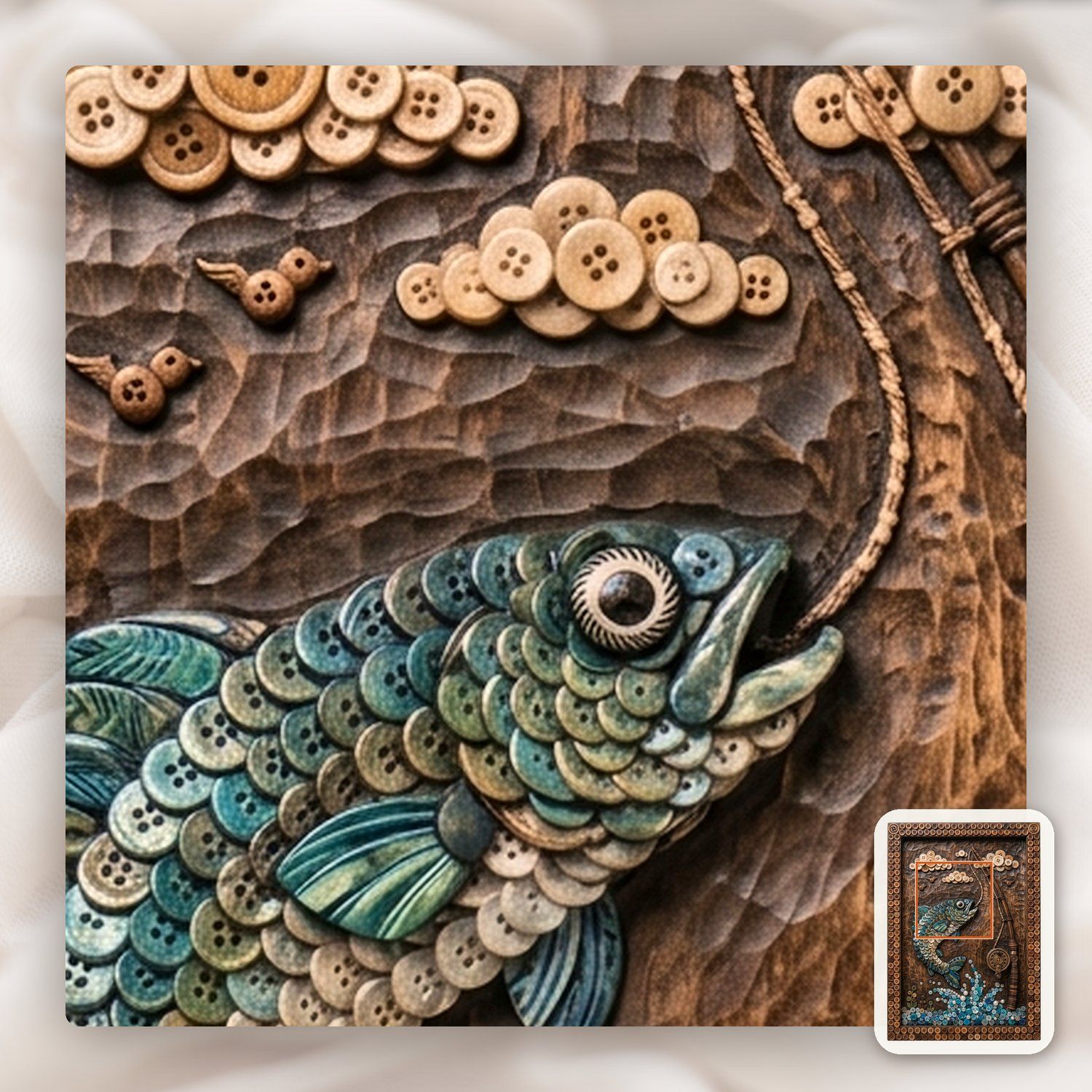 Jumping Trout Fishing Scene CNC Relief STL bas-relief STL — view 11