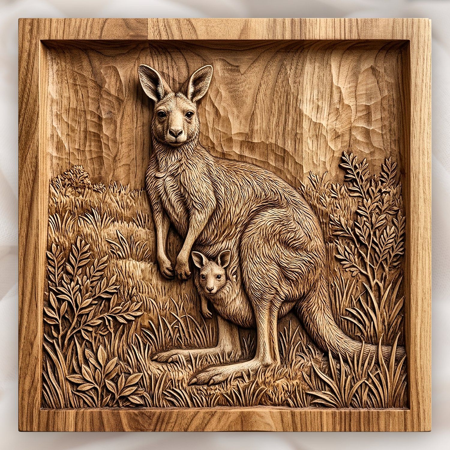 Kangaroo Wildlife Scene CNC Relief STL bas-relief STL design