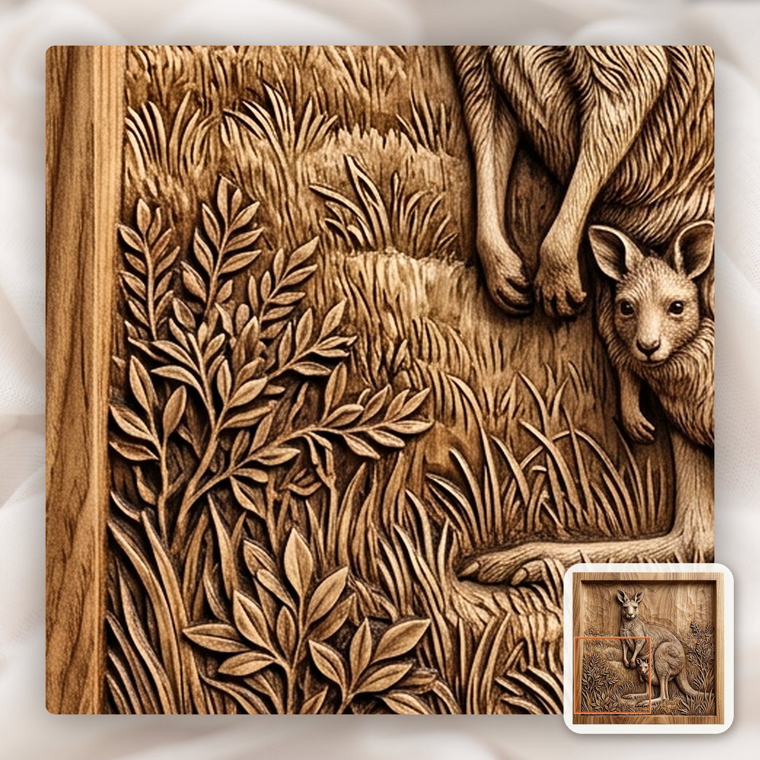 Kangaroo Wildlife Scene CNC Relief STL bas-relief STL — view 11