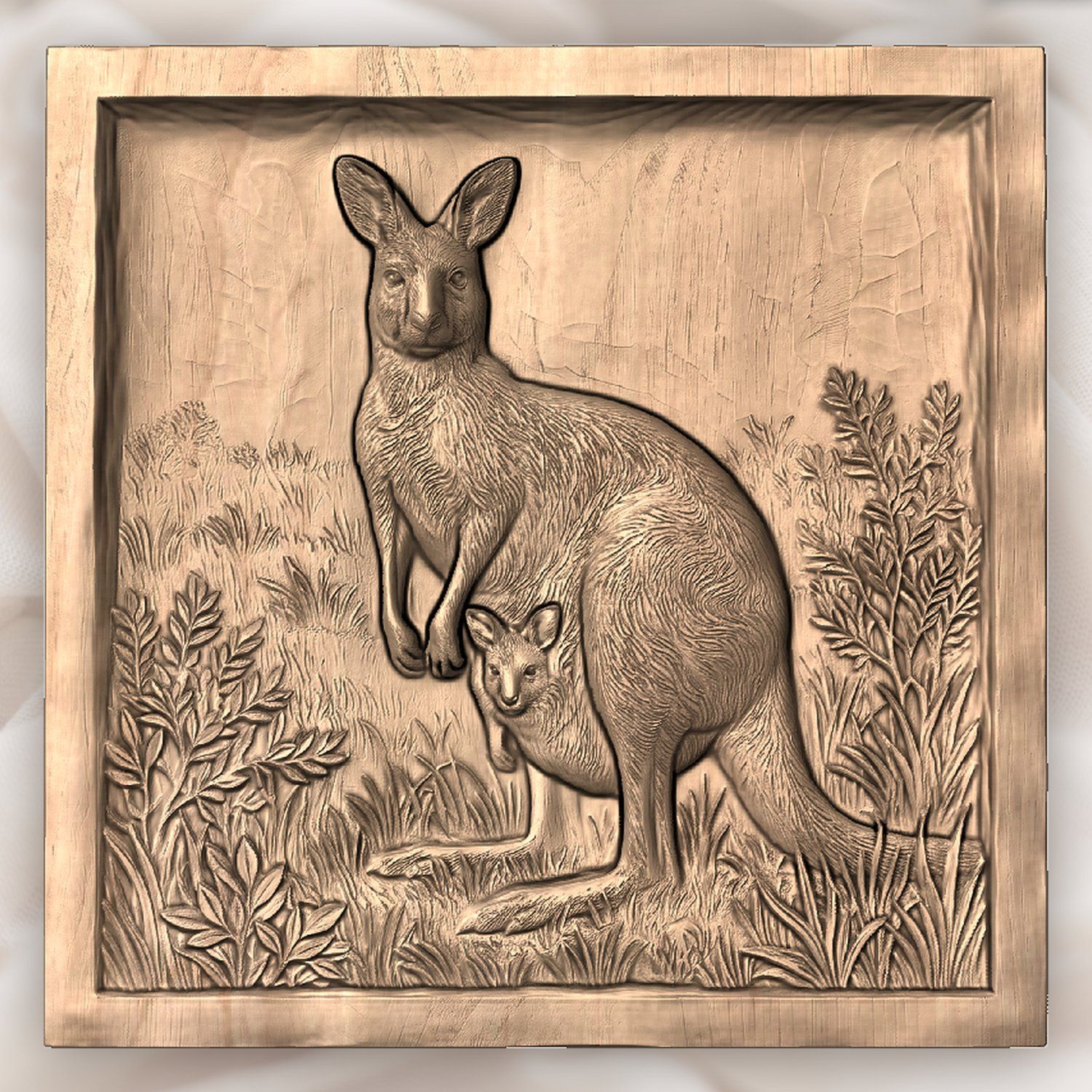 Kangaroo Wildlife Scene CNC Relief STL bas-relief STL — view 4