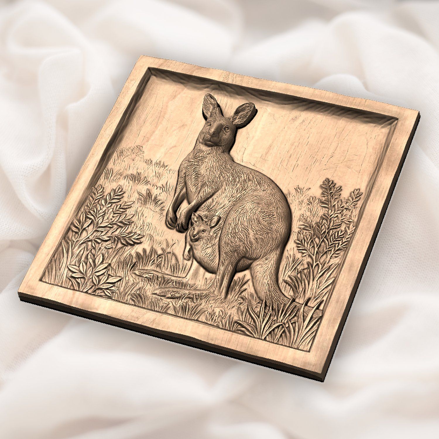 Kangaroo Wildlife Scene CNC Relief STL bas-relief STL — view 5