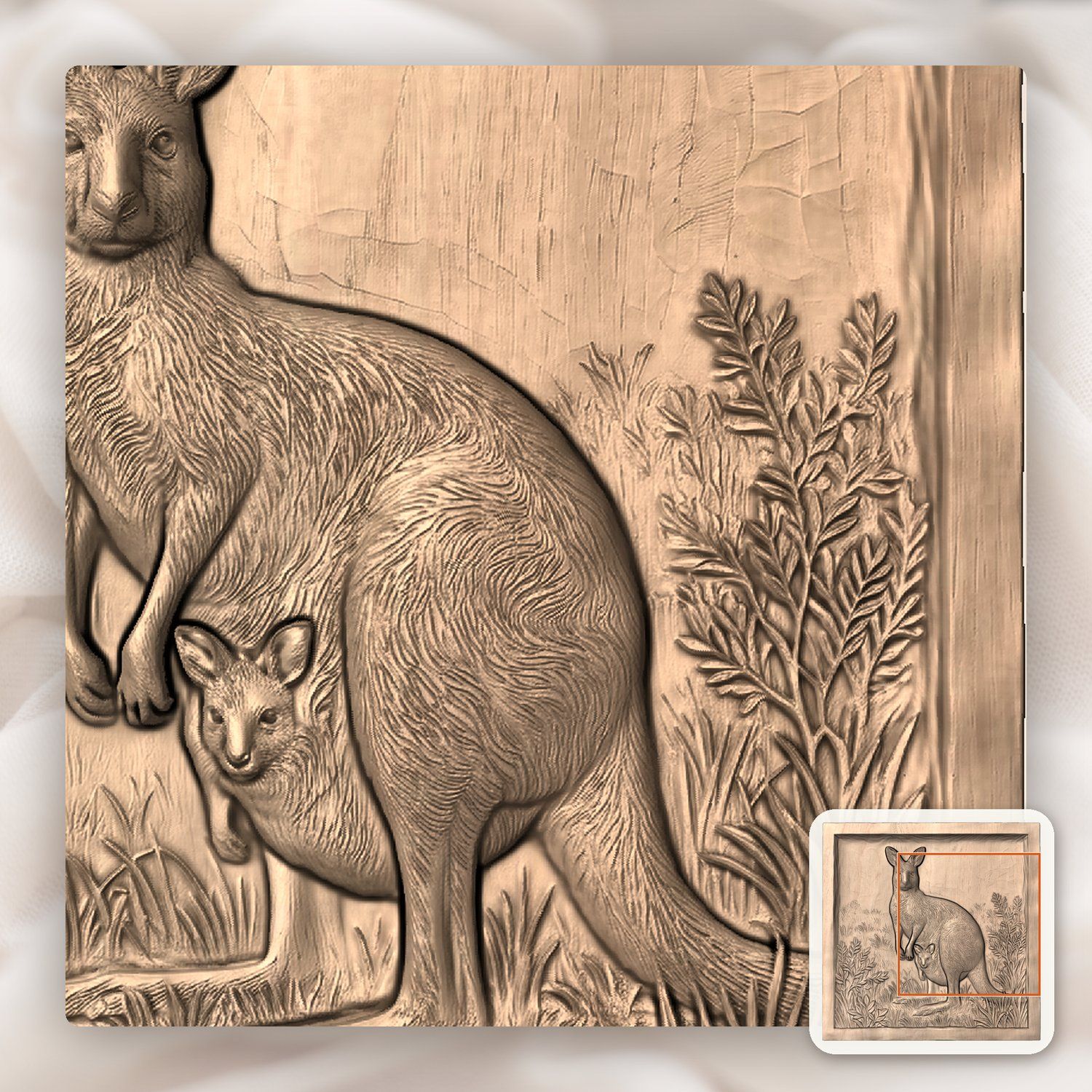 Kangaroo Wildlife Scene CNC Relief STL bas-relief STL — view 9