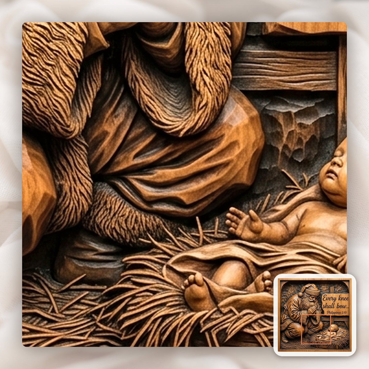 Kneeling Santa Adoration Nativity Scene CNC Relief STL bas-relief STL — view 12