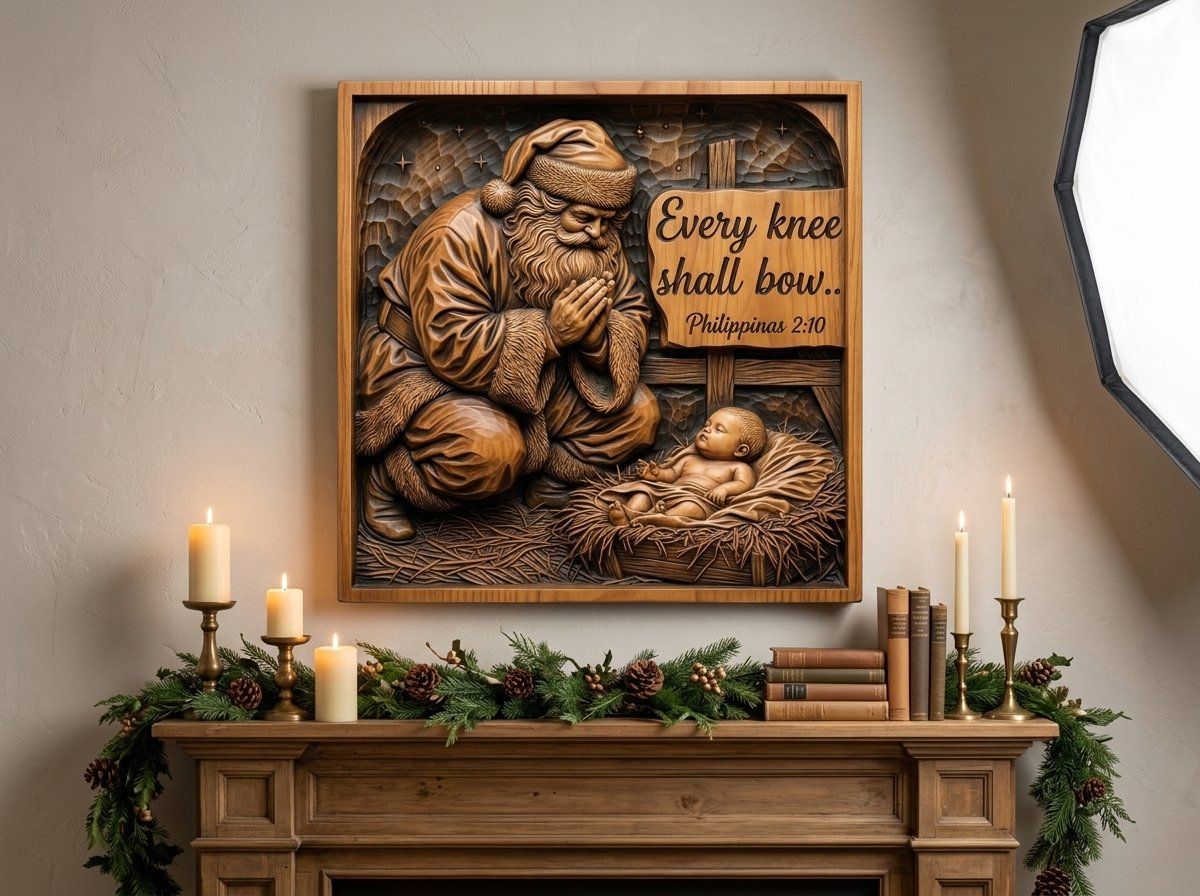 Kneeling Santa Adoration Nativity Scene CNC Relief STL bas-relief STL — view 13