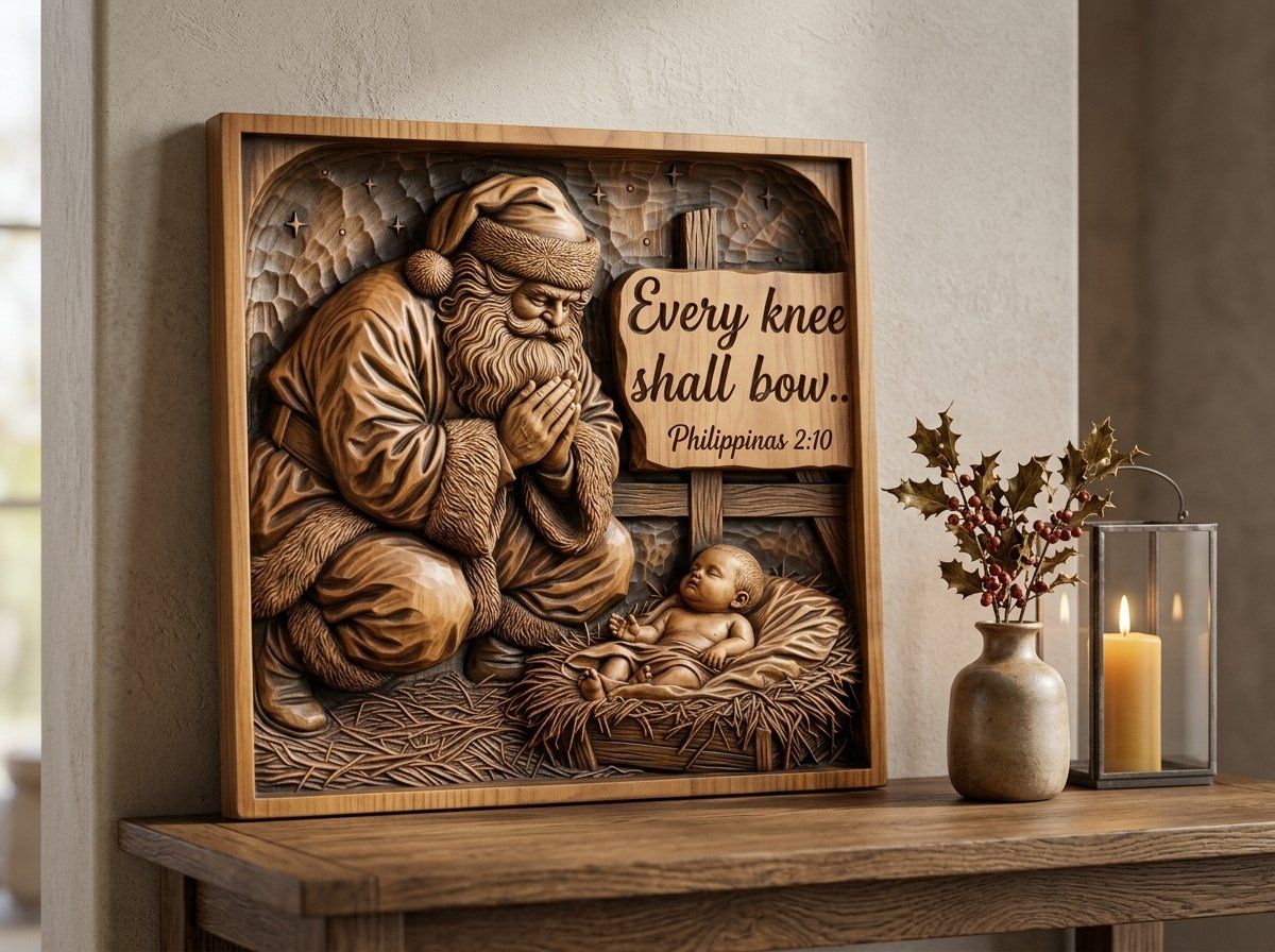 Kneeling Santa Adoration Nativity Scene CNC Relief STL bas-relief STL — view 14