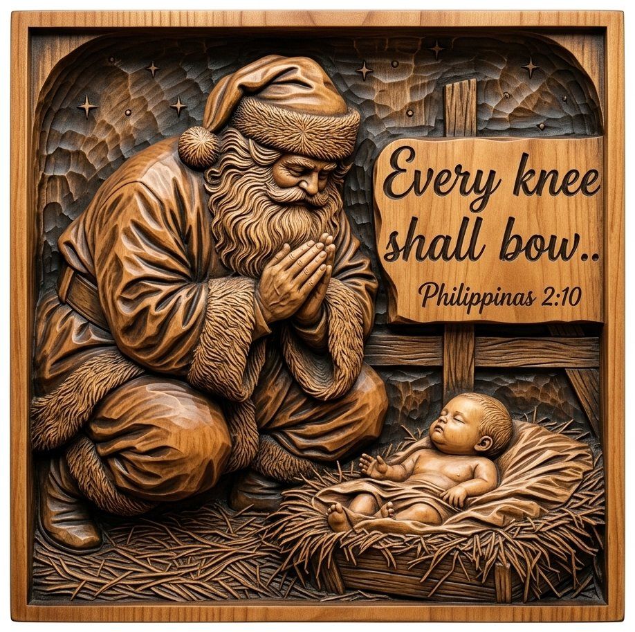 Kneeling Santa Adoration Nativity Scene CNC Relief STL bas-relief STL — view 4