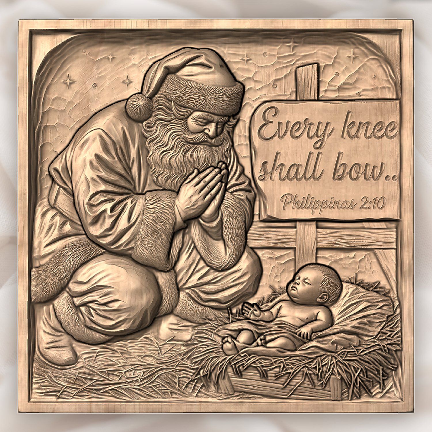 Kneeling Santa Adoration Nativity Scene CNC Relief STL bas-relief STL — view 5