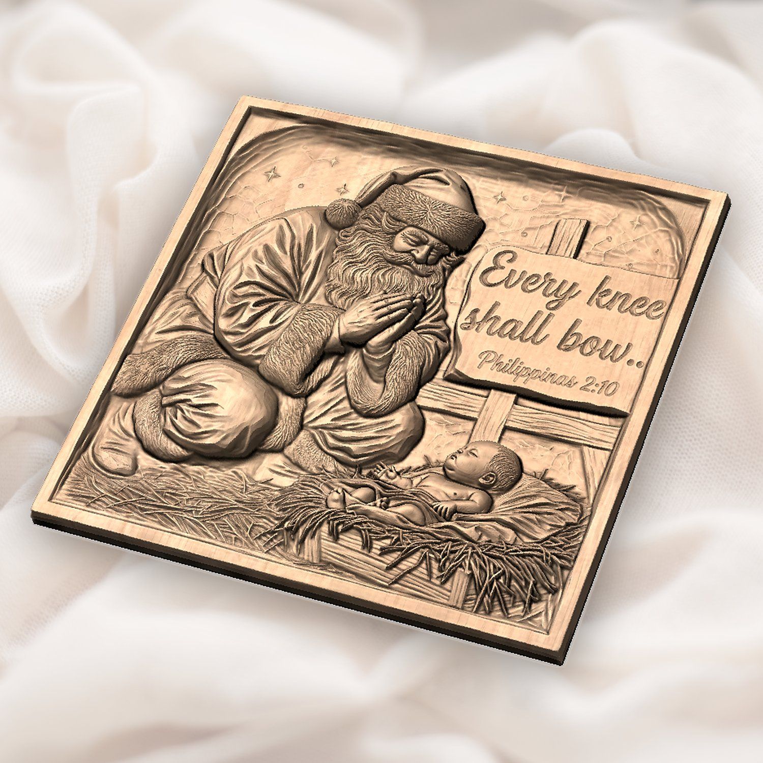 Kneeling Santa Adoration Nativity Scene CNC Relief STL bas-relief STL — view 6