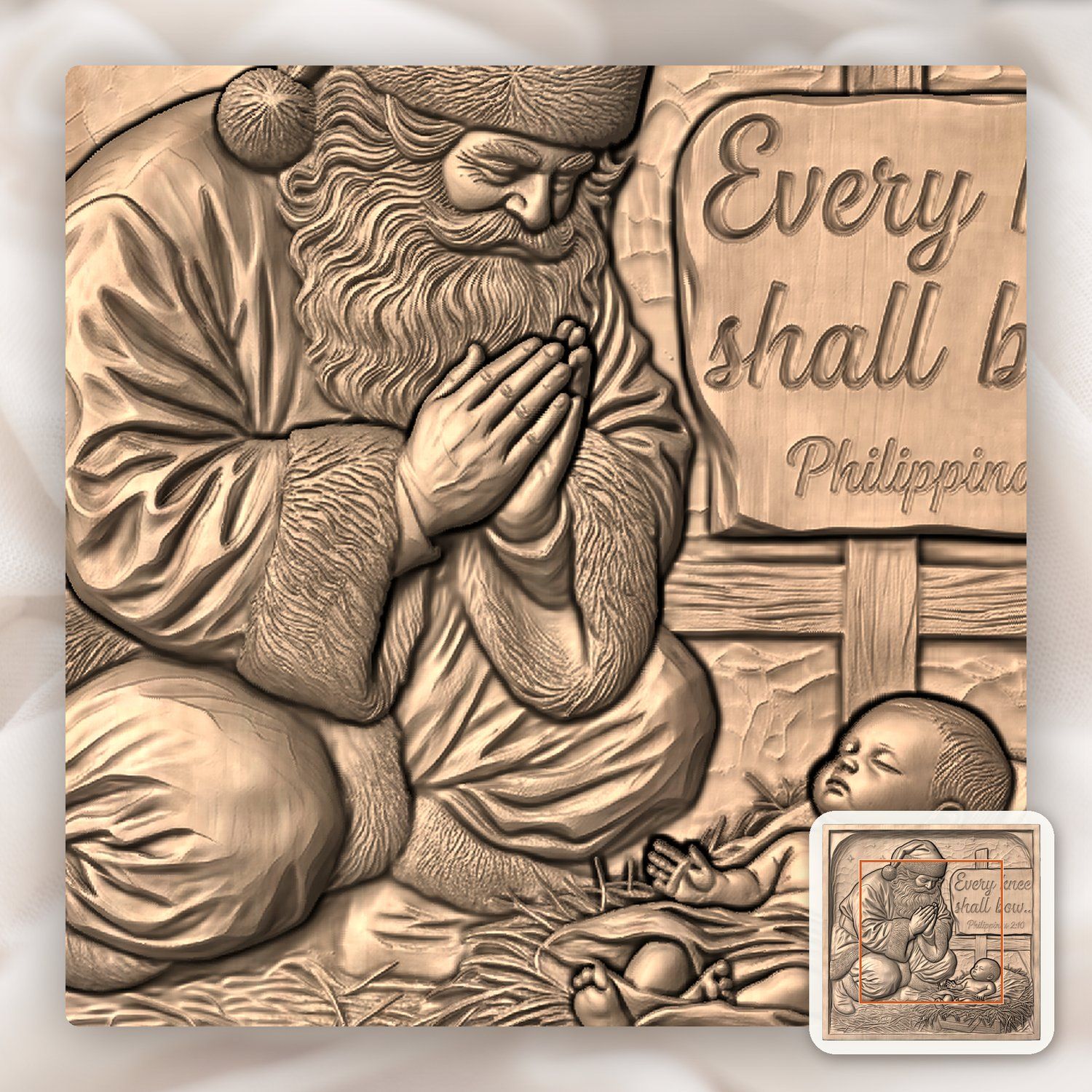 Kneeling Santa Adoration Nativity Scene CNC Relief STL bas-relief STL — view 7