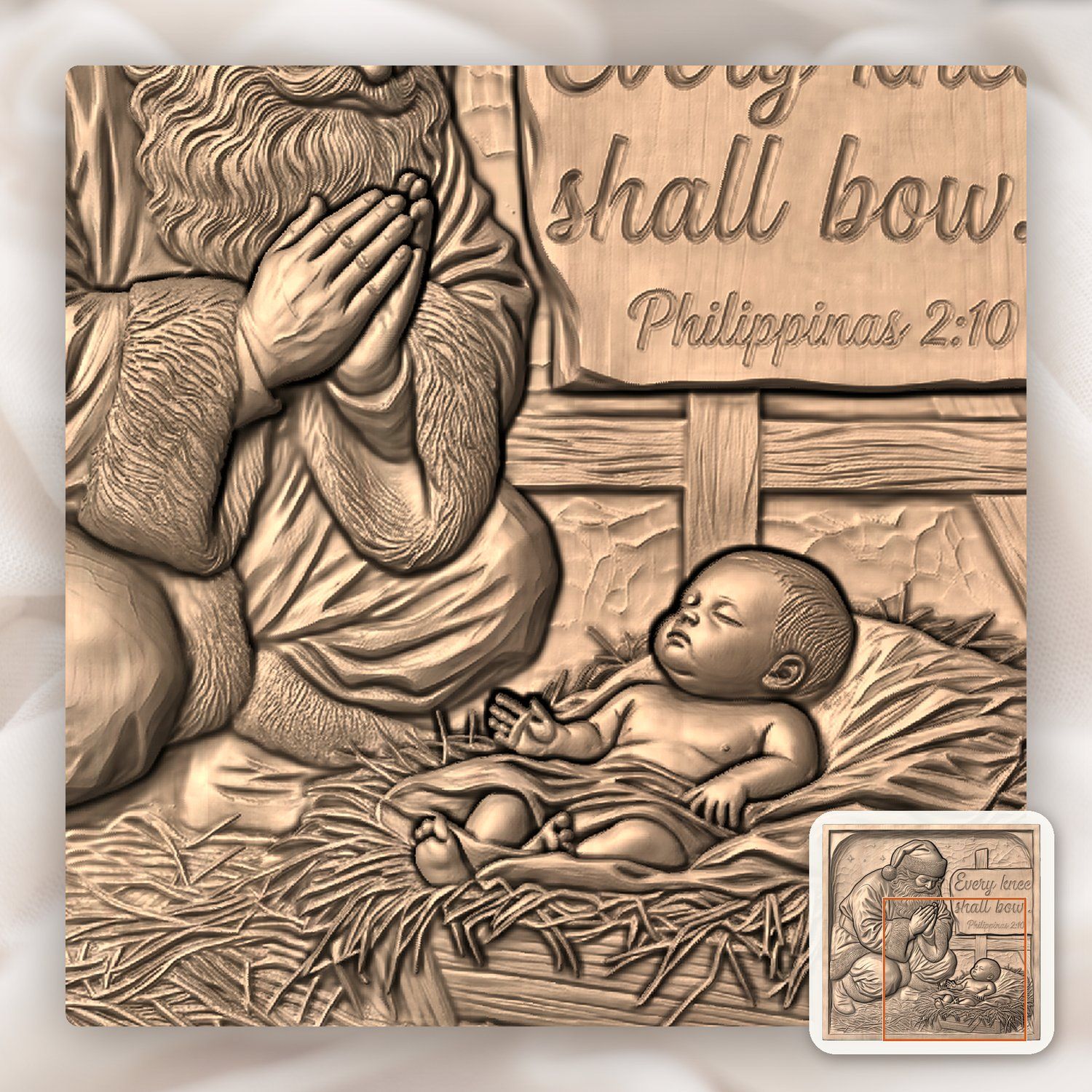 Kneeling Santa Adoration Nativity Scene CNC Relief STL bas-relief STL — view 8