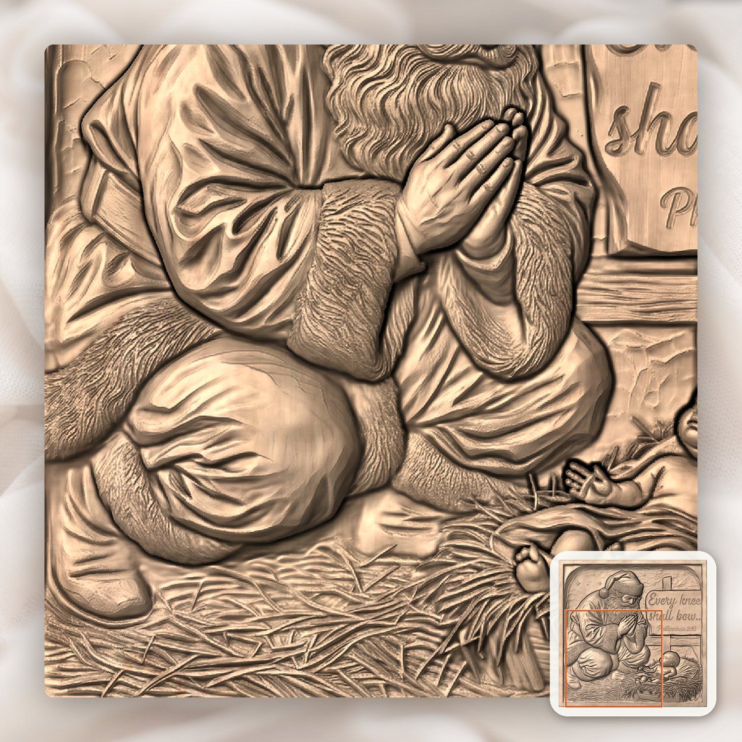 Kneeling Santa Adoration Nativity Scene CNC Relief STL bas-relief STL — view 9