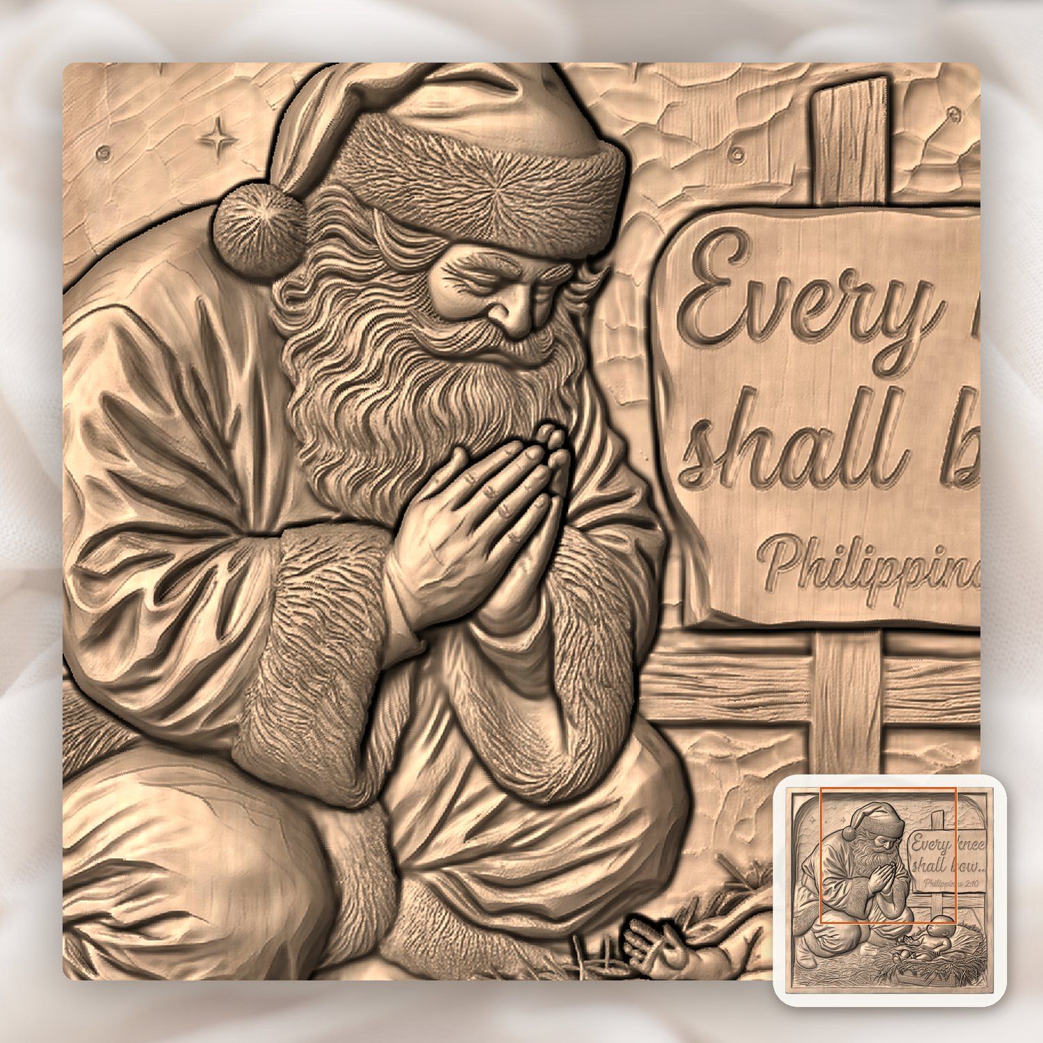 Kneeling Santa Adoration Nativity Scene CNC Relief STL bas-relief STL — view 10