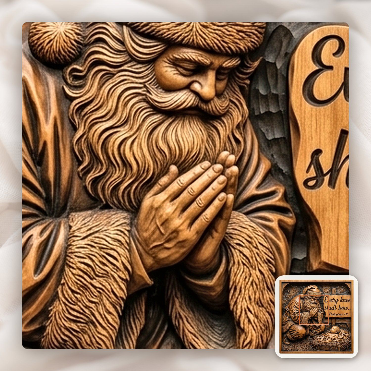 Kneeling Santa Adoration Nativity Scene CNC Relief STL bas-relief STL — view 11