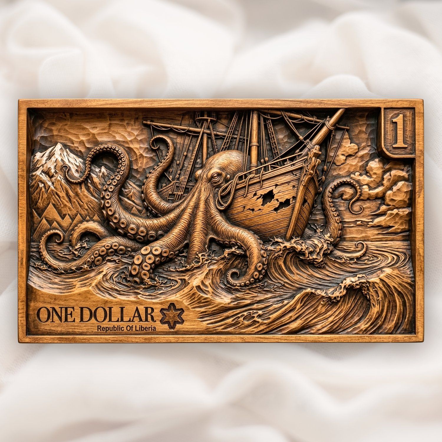 Kraken Sea Monster Ship Attack CNC Relief STL bas-relief STL design