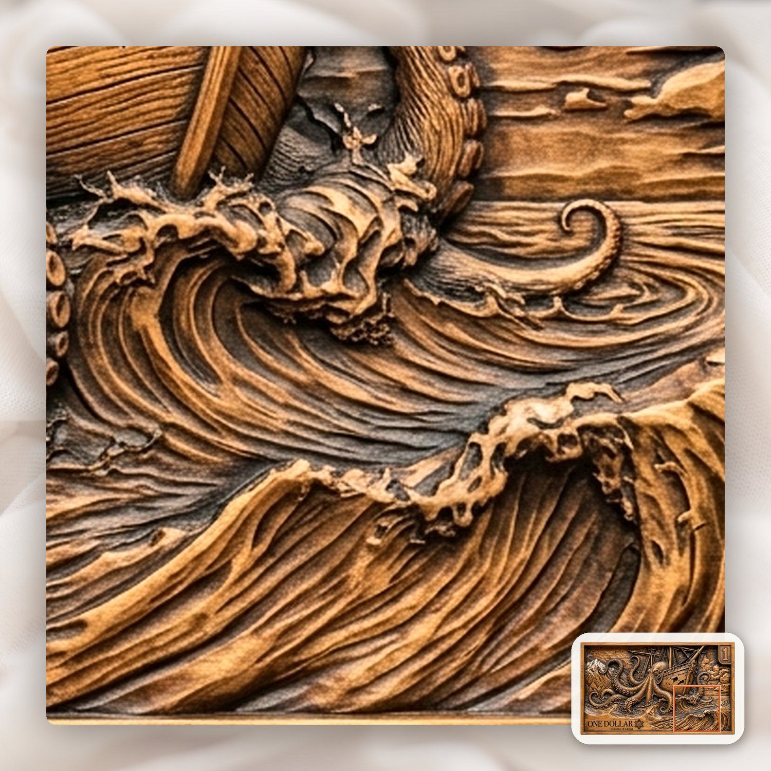 Kraken Sea Monster Ship Attack CNC Relief STL bas-relief STL — view 12