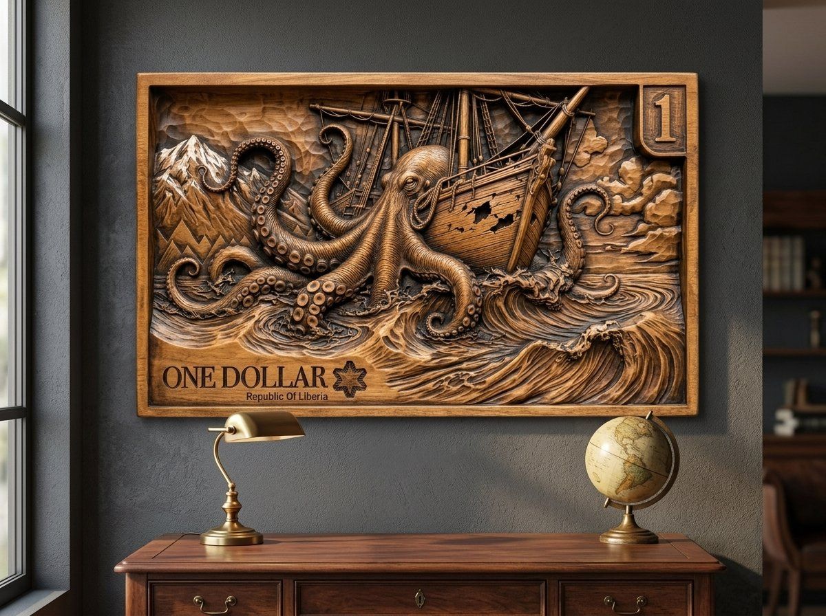 Kraken Sea Monster Ship Attack CNC Relief STL bas-relief STL — view 13