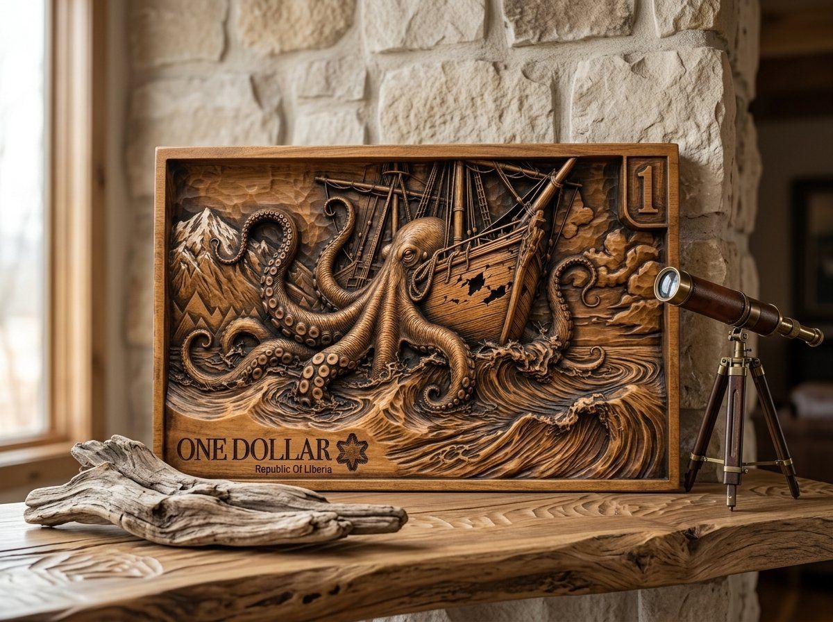 Kraken Sea Monster Ship Attack CNC Relief STL bas-relief STL — view 14