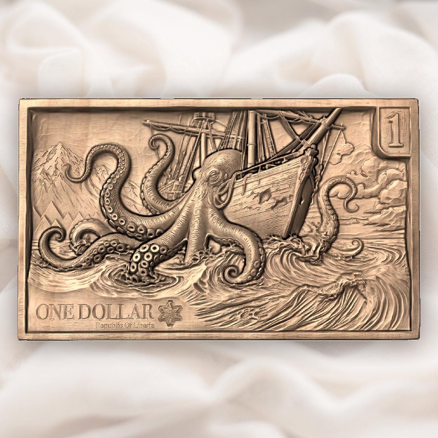 Kraken Sea Monster Ship Attack CNC Relief STL bas-relief STL — view 5