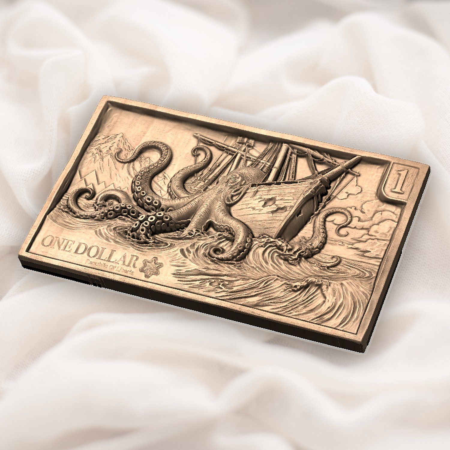 Kraken Sea Monster Ship Attack CNC Relief STL bas-relief STL — view 6