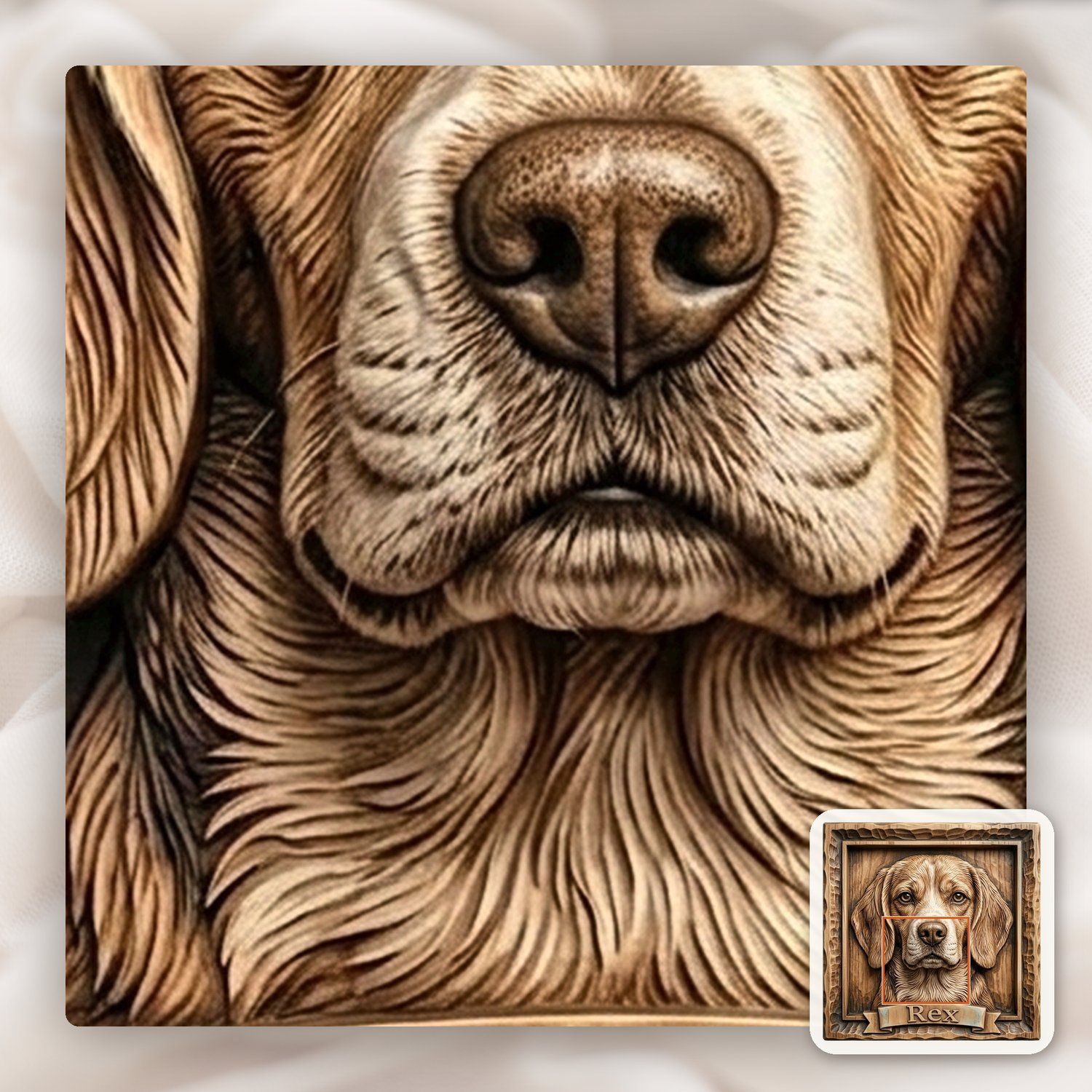 Labrador Beagle Dog Portrait Rex CNC Relief STL bas-relief STL — view 11