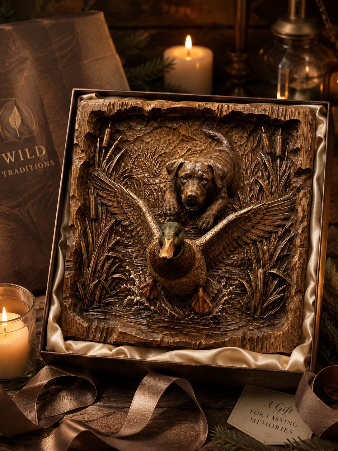 Labrador Hunting Duck Wood Carving Design bas-relief STL — view 7