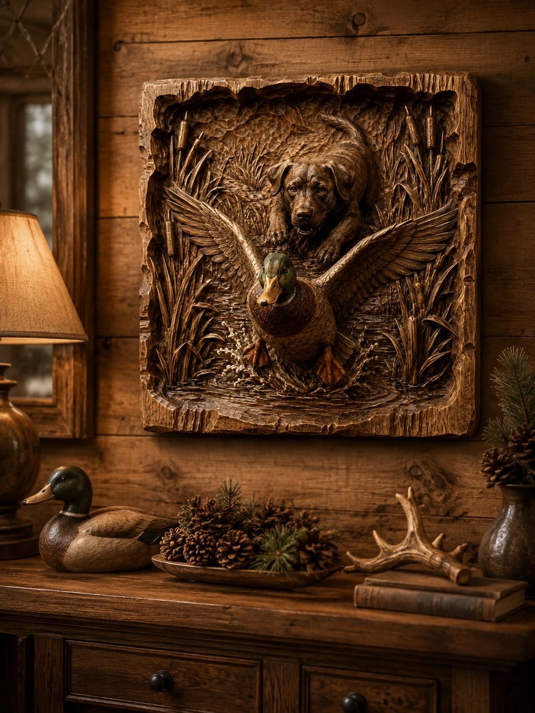 Labrador Waterfowl Carving STL Relief bas-relief STL — view 5