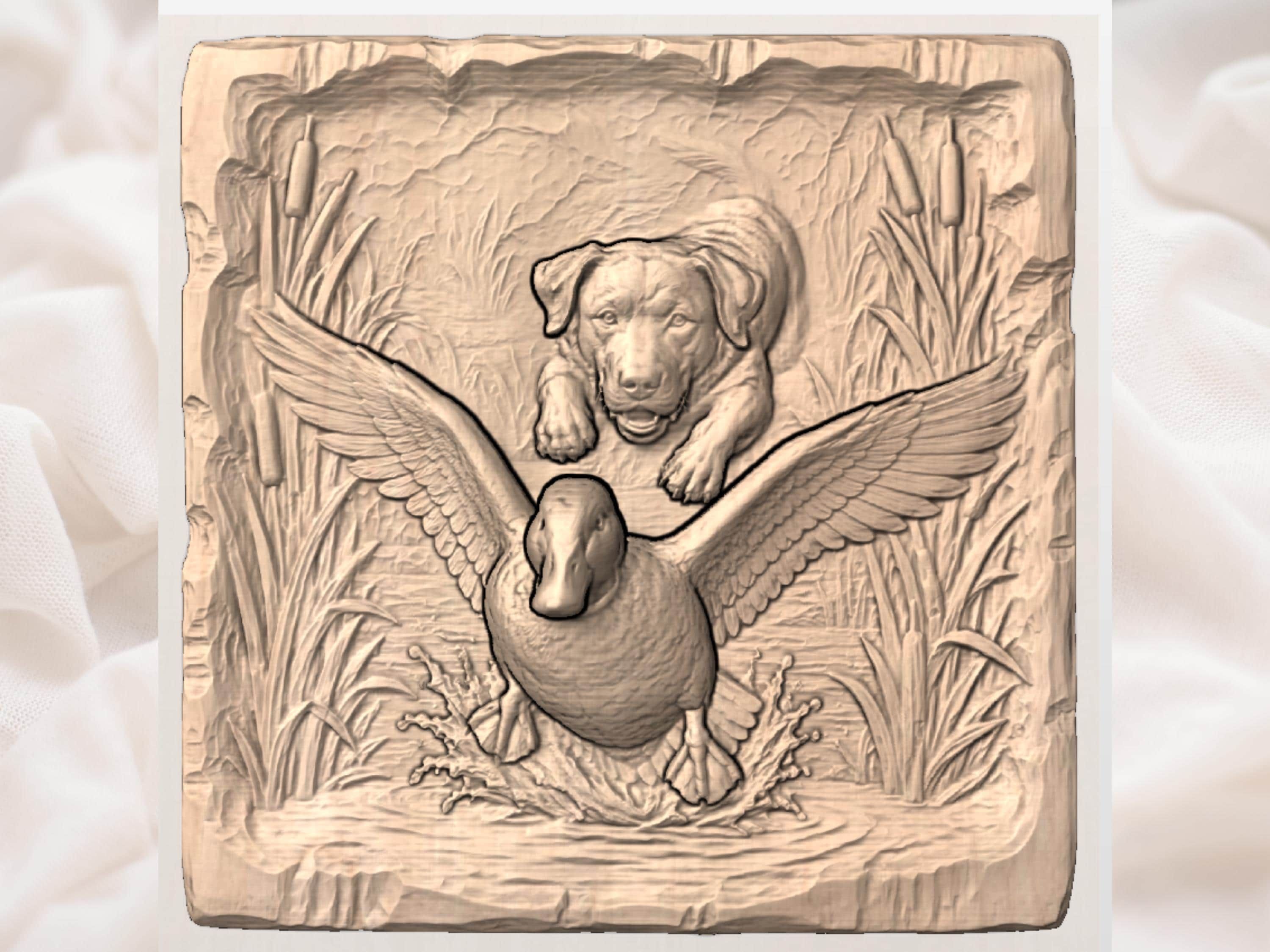 Labrador Waterfowl Carving STL Relief bas-relief STL — view 6