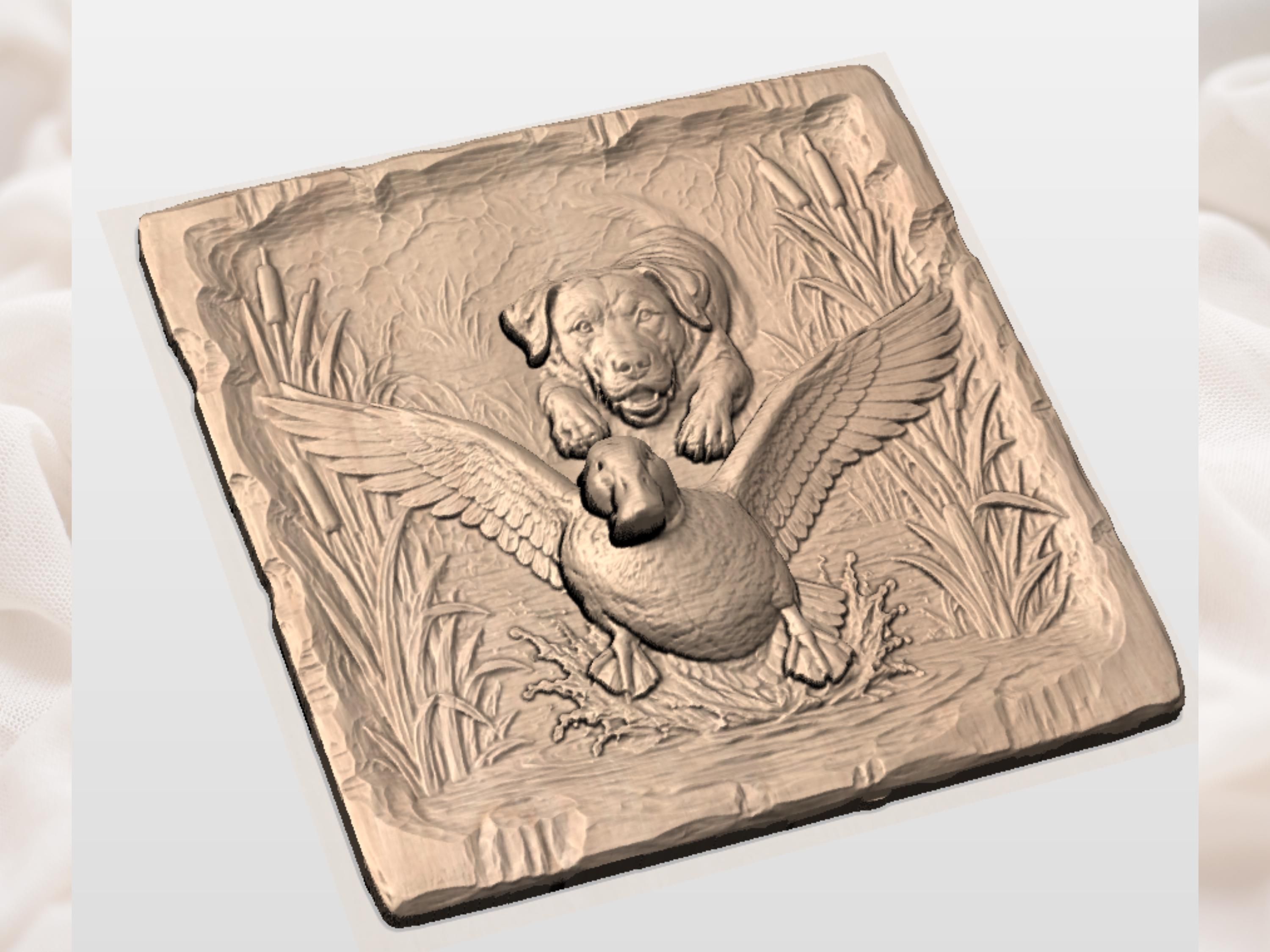 Labrador Waterfowl Carving STL Relief bas-relief STL — view 7