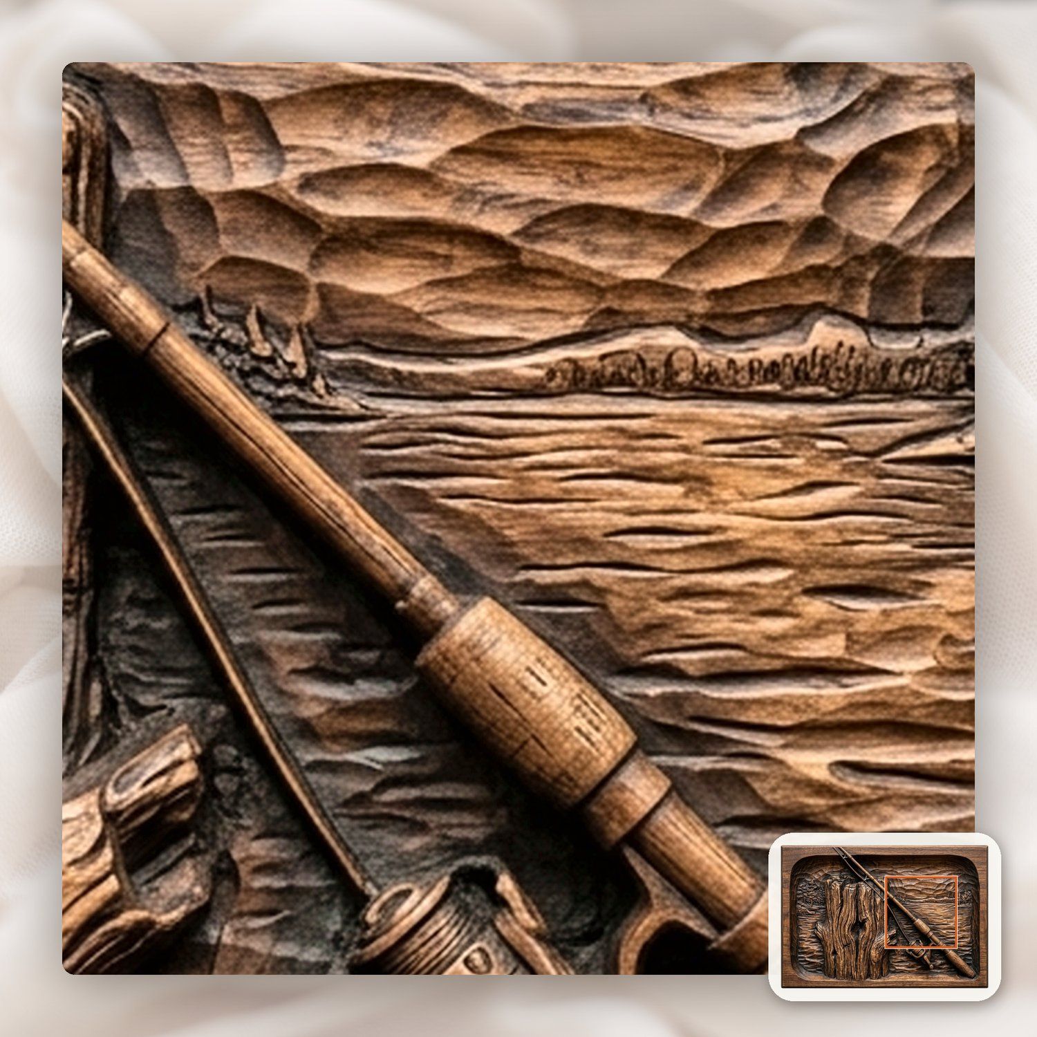Lakeside Fishing Rod and Piling CNC Relief STL bas-relief STL — view 11