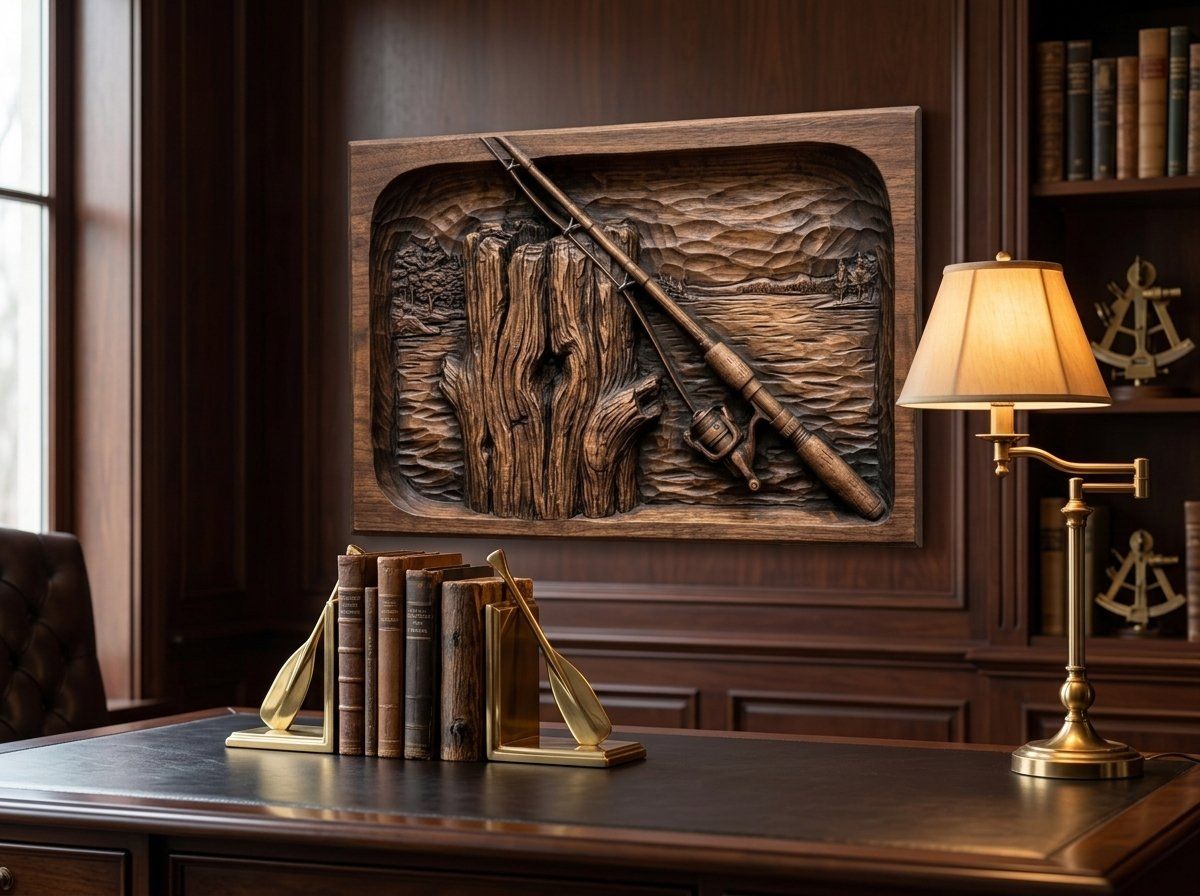 Lakeside Fishing Rod and Piling CNC Relief STL bas-relief STL — view 13