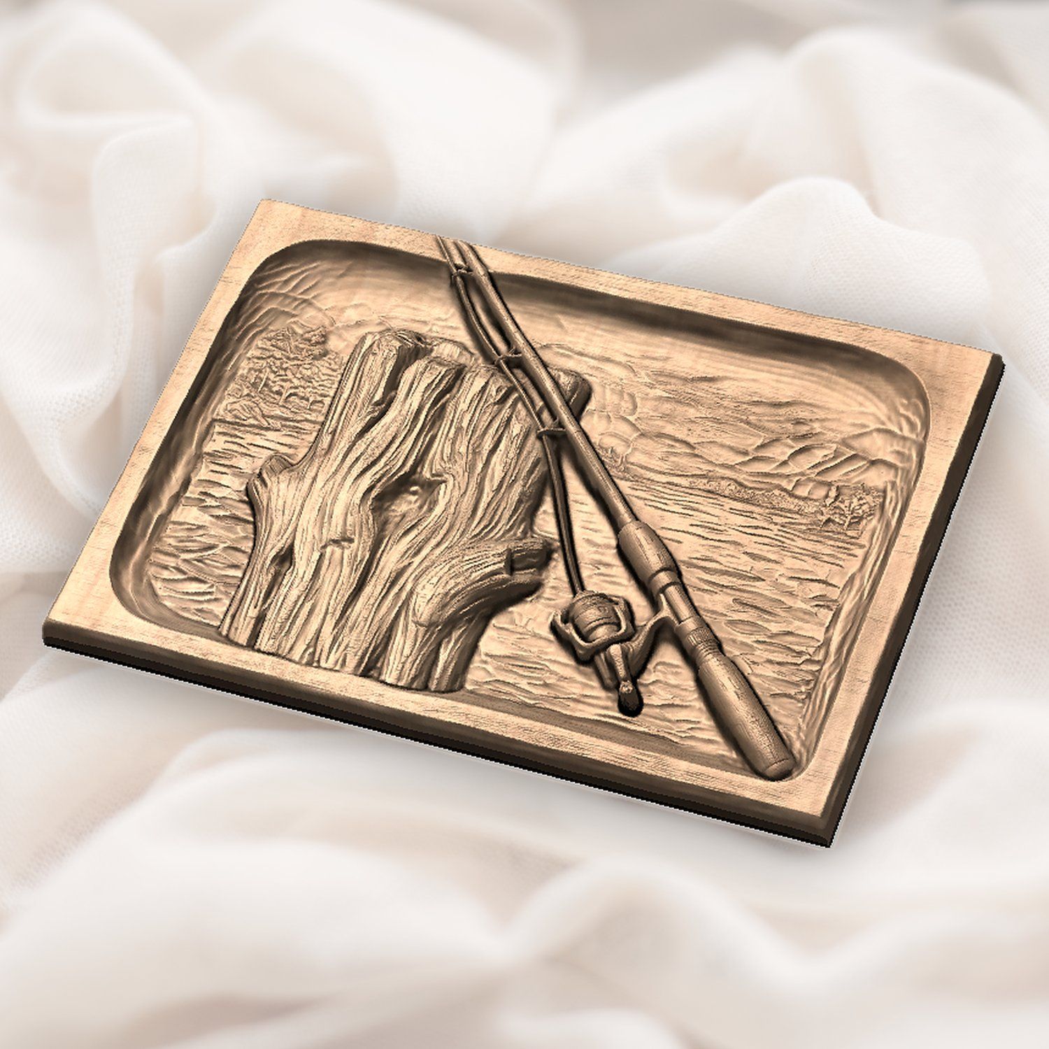 Lakeside Fishing Rod and Piling CNC Relief STL bas-relief STL — view 5