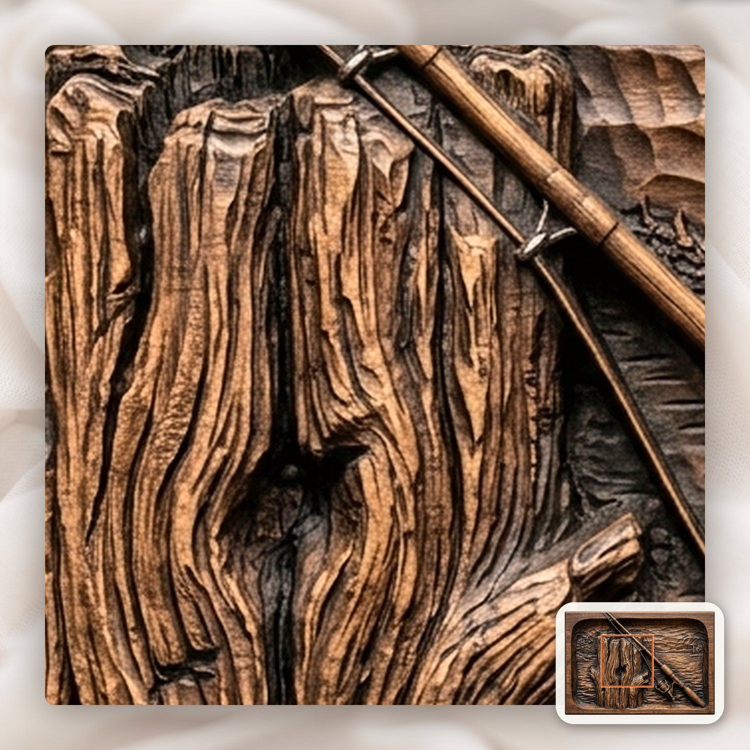 Lakeside Fishing Rod and Piling CNC Relief STL bas-relief STL — view 10