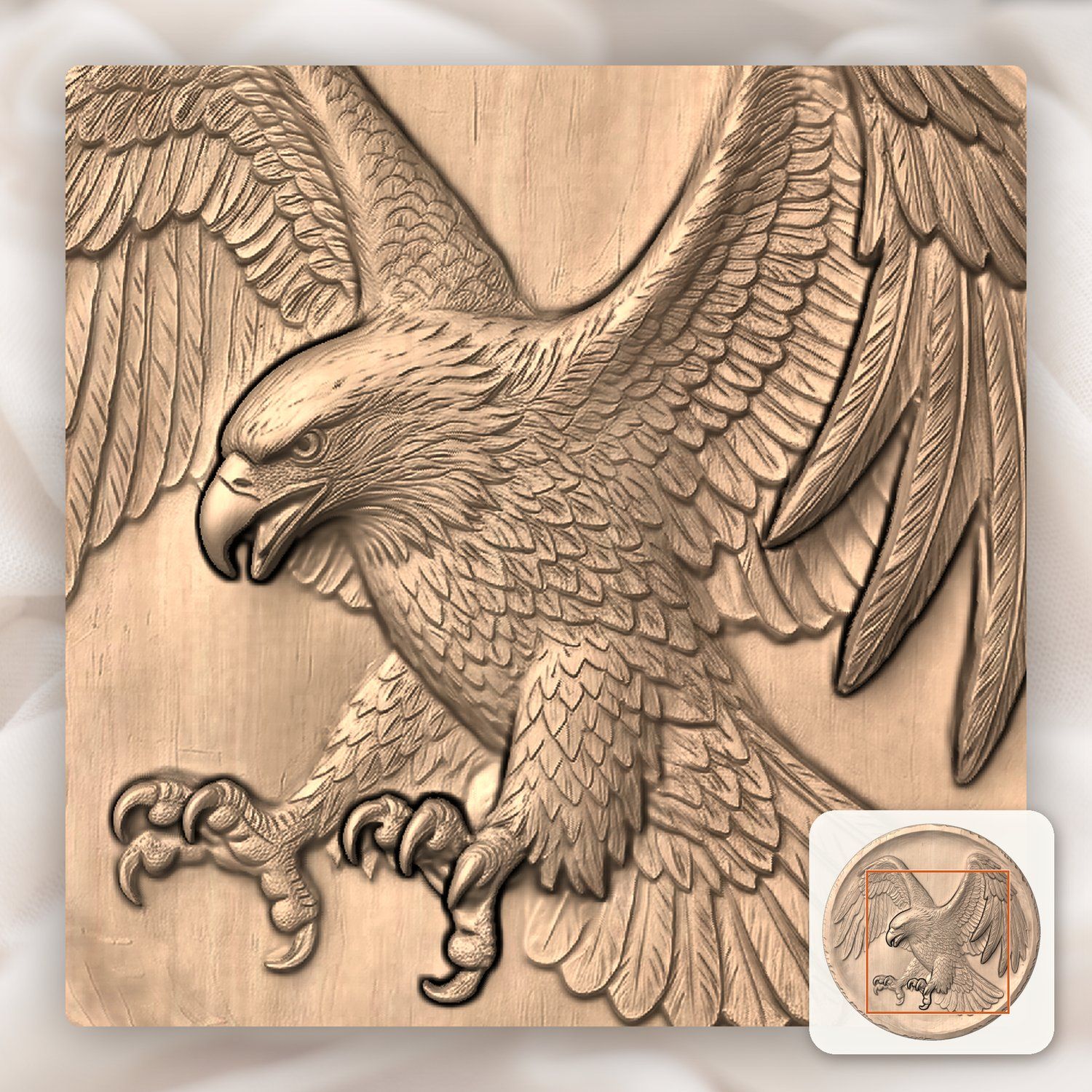 Landing Bald Eagle Power CNC Relief STL bas-relief STL — view 6