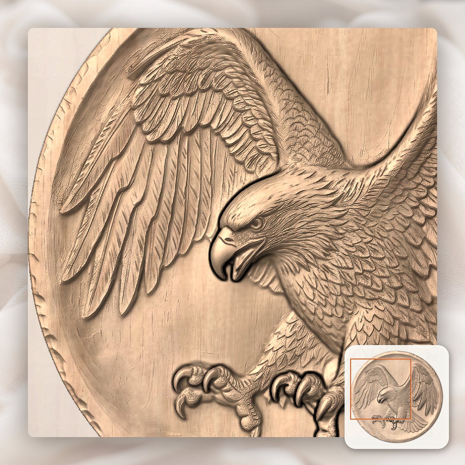 Landing Bald Eagle Power CNC Relief STL bas-relief STL — view 7